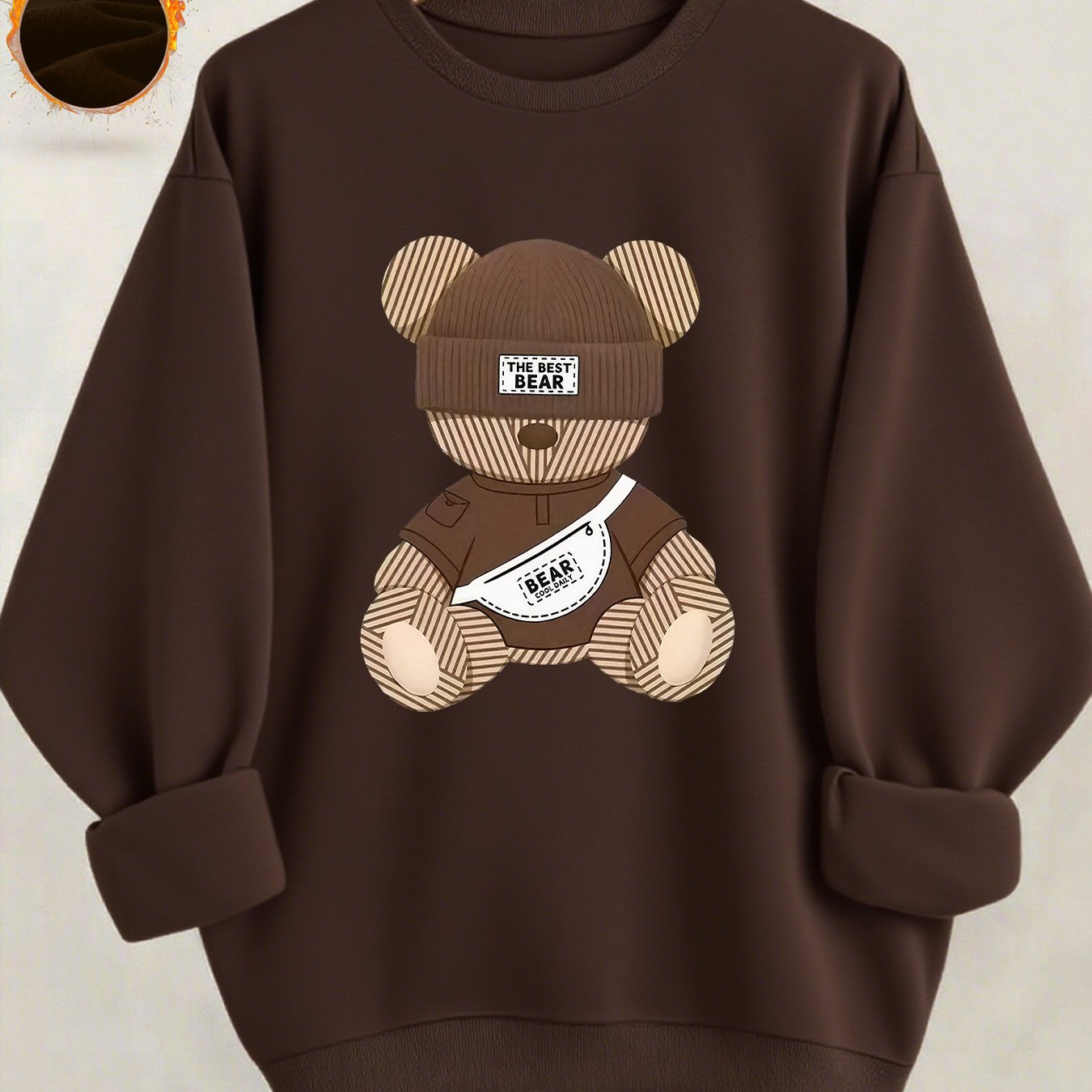 TEMU Felpa casual da donna , pullover a maniche lunghe foderato in pile, disponibile in colori