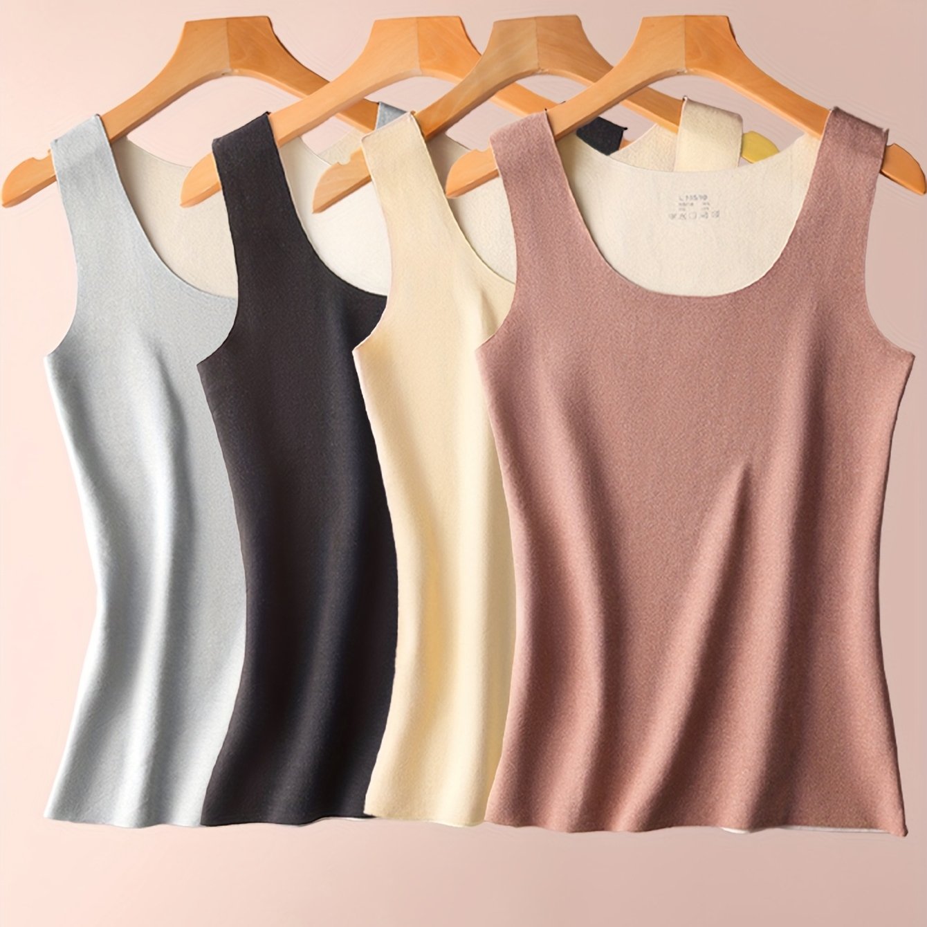 4pcs Autumn Winter Women's Sleeveless Ab-side Vest Versatile Warm Thermal Seamless Liner