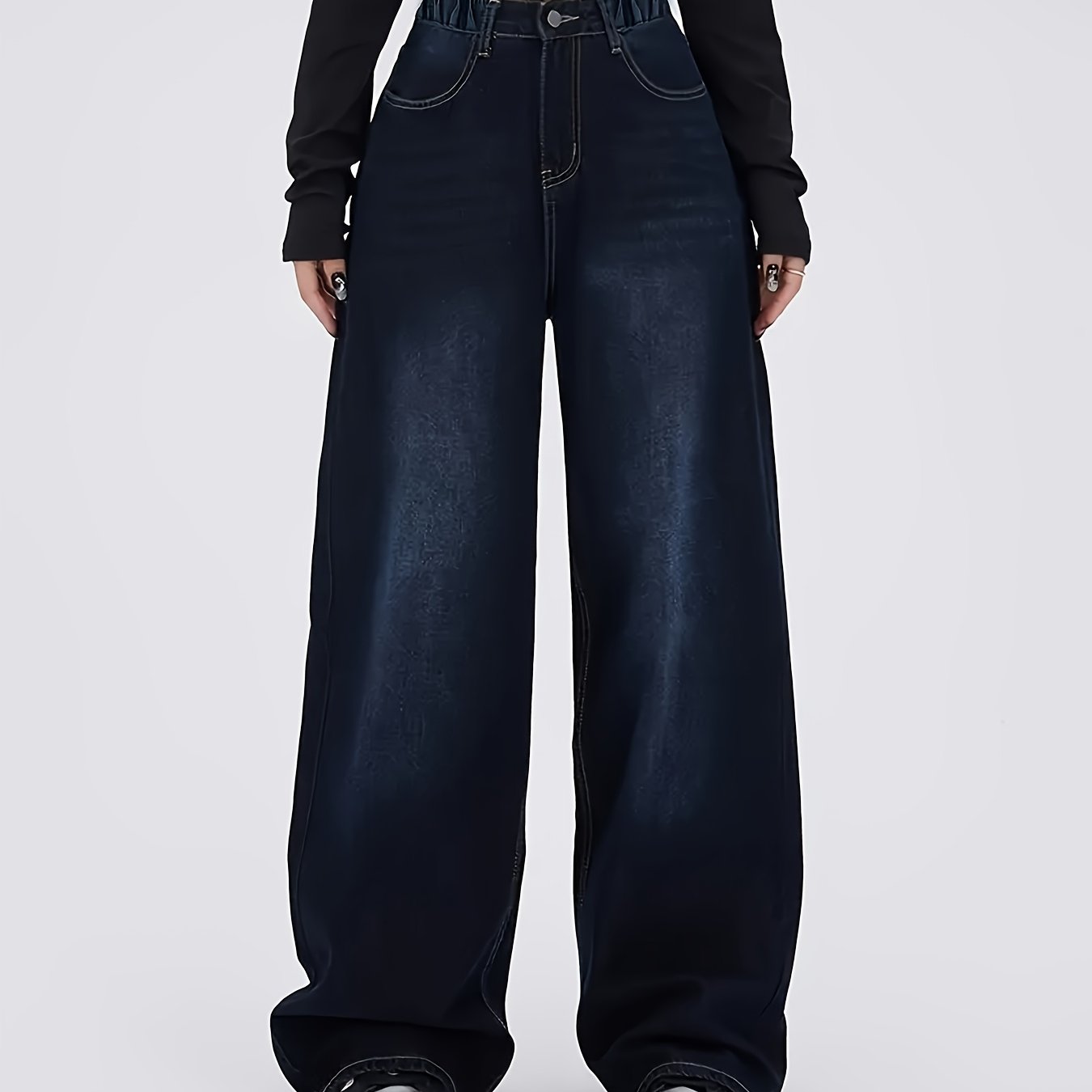 retro boyfriend jeans girls 8 14 years high waisted stretchy - Temu