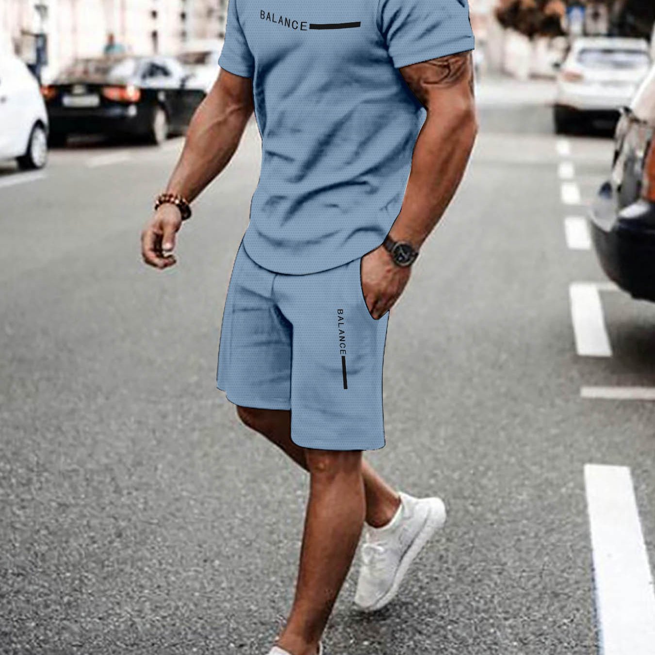 Casual Athletic Set Breathable Outdoor Leisure Men's T-shirt And Bermuda Shorts Set Summer 3d Printed Outfit Men's Adult