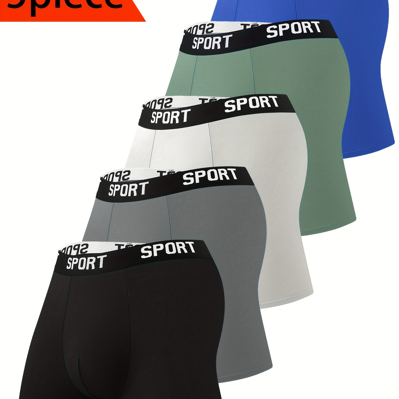 TEMU 5pcs Men's Long Boxer Briefs - High Elasticity, Quick-dry Breathablefabric, Four-needle Stitching For Durability, Sport & Casual Underwear,