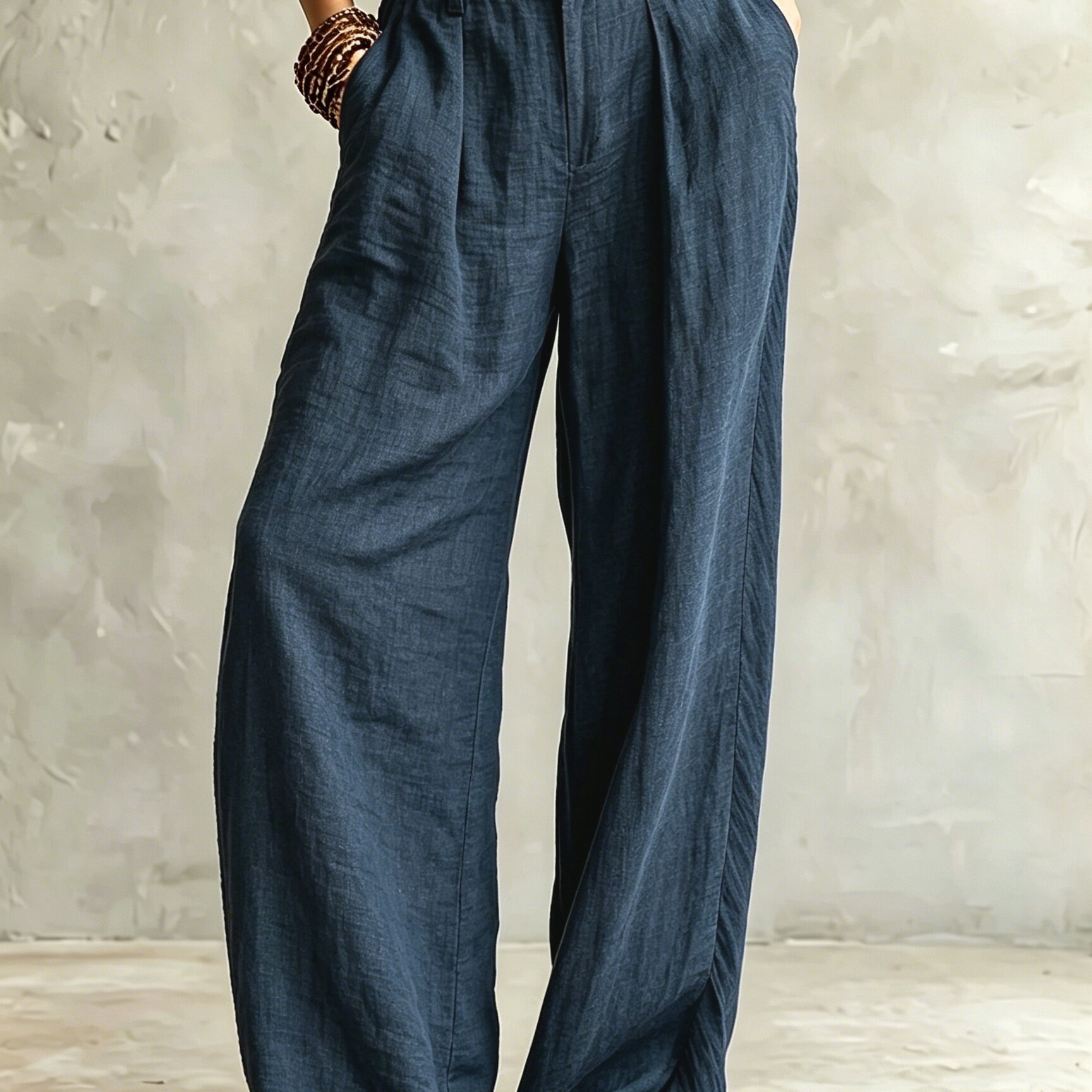 TEMU Ultra-thin Fabric Women's Elegant Casual Comfortable Wide-leg Pants, Bohemian Style, Suitable For Daily Wear And Beach Vacation