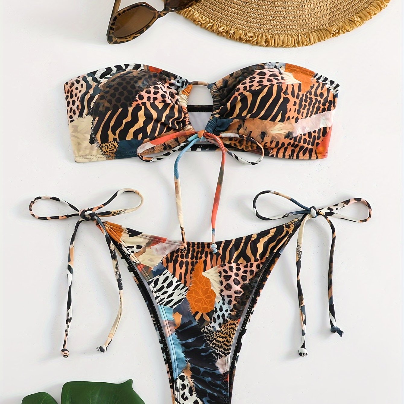 E-shop Damen Bikini mit Schlangen- Leopardenmuster im Spliced-Design