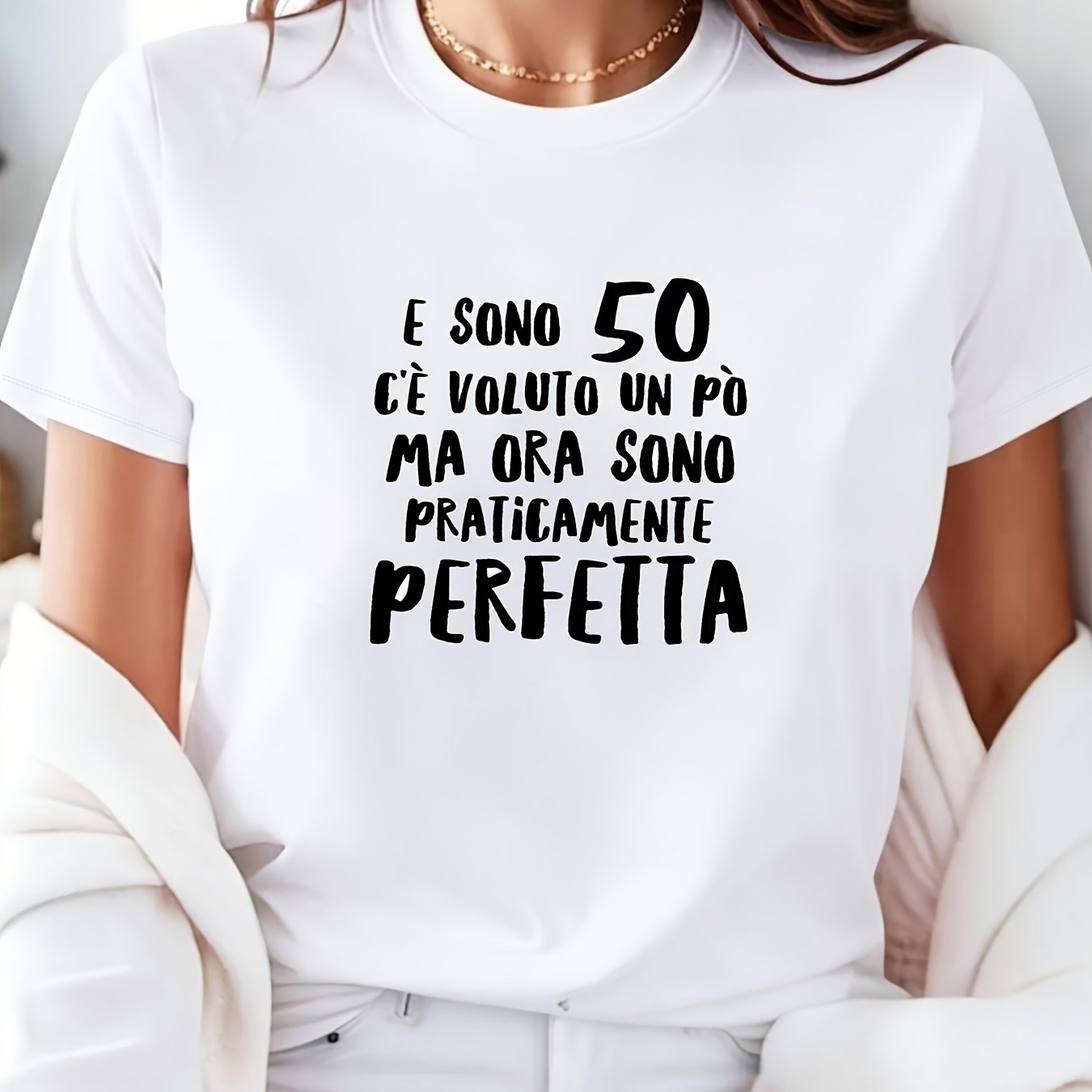 TEMU T-shirt da "E 50 C'� UN P簷" - Divertente slogan per i 50 anni, maglia a maniche corte con , morbida camicetta vintage adatta per abbigliamento