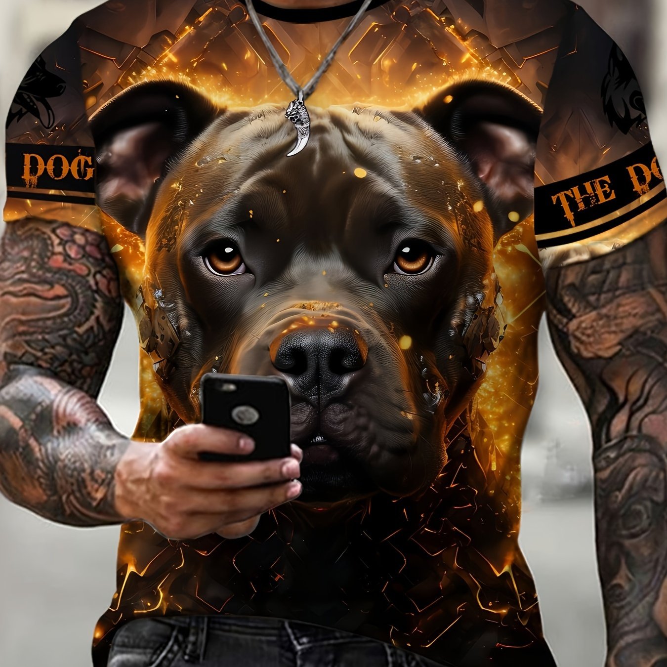 TEMU Men's Dog T-shirt, Short Sleeve Crew Neck Tee, Men's Clothing For Summer Outdoor
