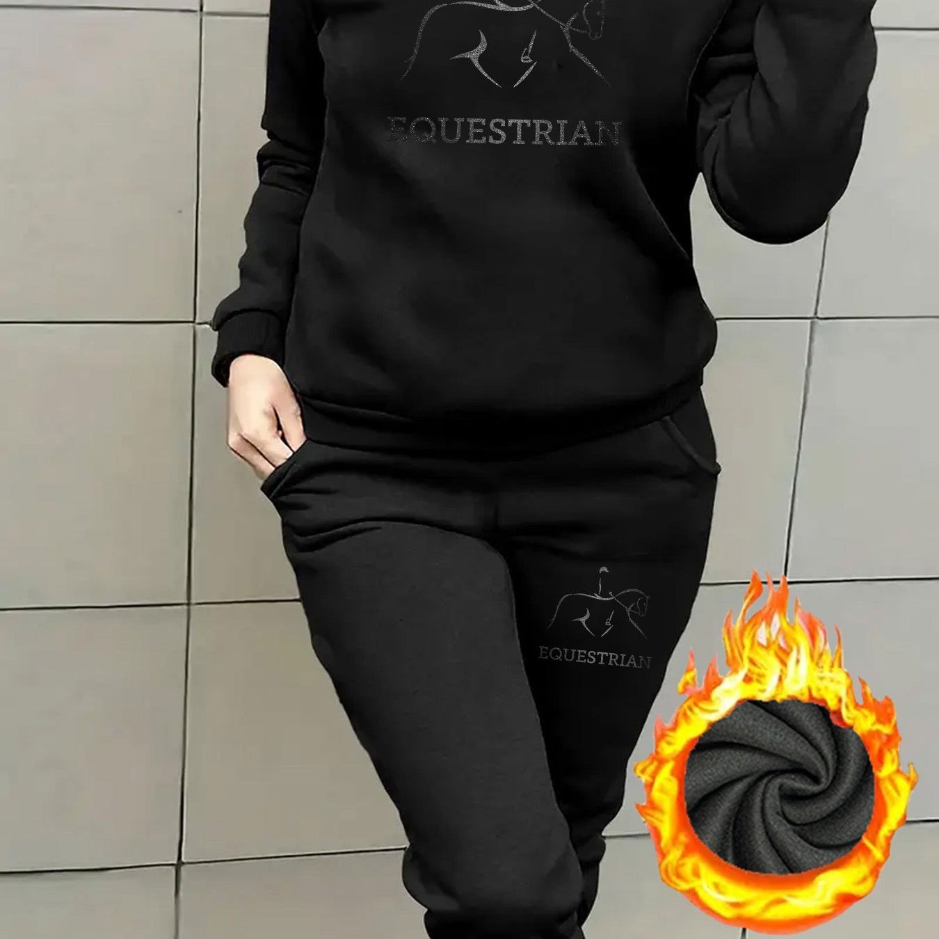 TEMU A 2pcs Set Made Of Polyester, Suitable For Autumn And Winter. Features A Fashionable, Elegant, And Beautiful Y2k Style With Silvery Horse Riding