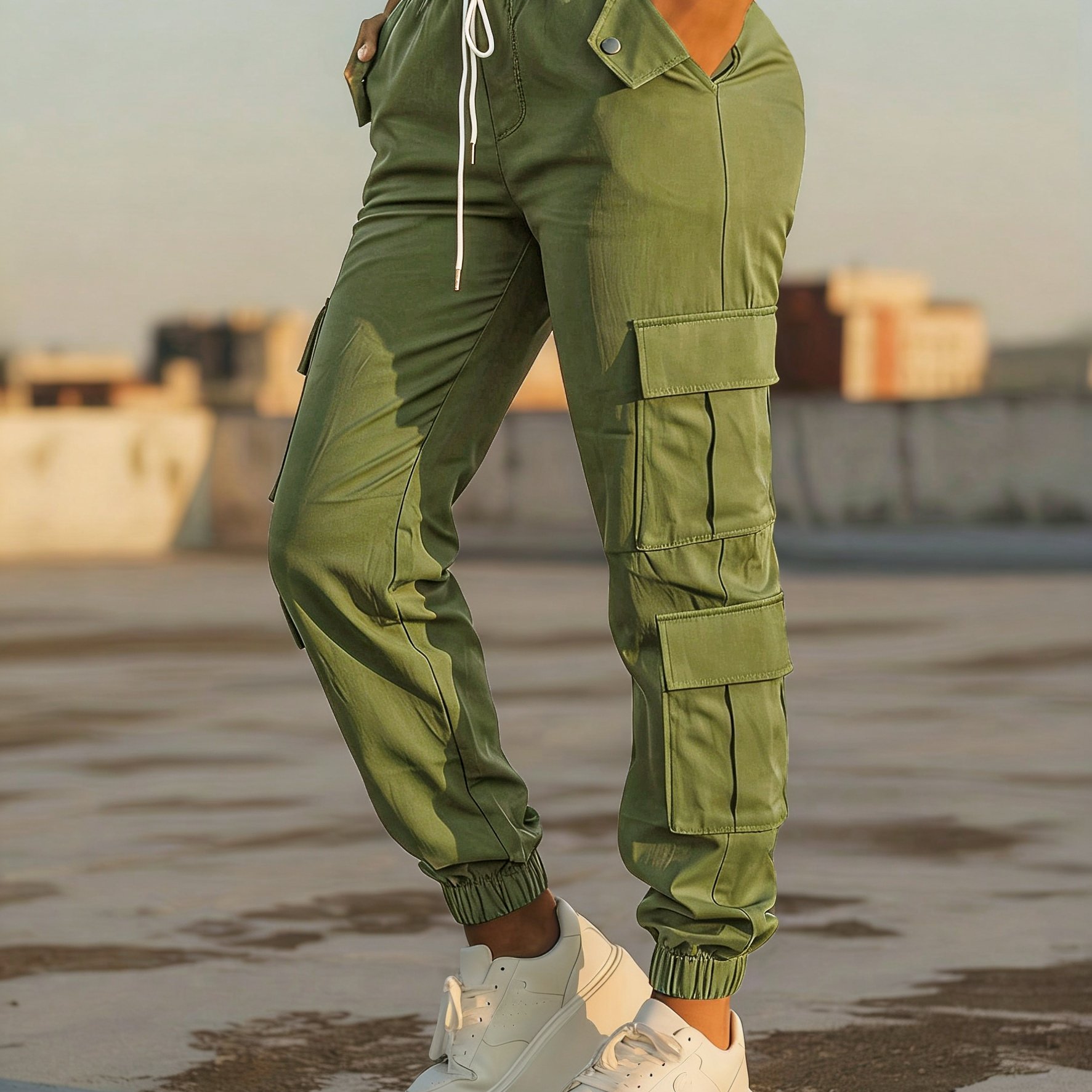 TEMU Women's Trousers, Women's Cargo Pants With Multi- And Drawstring Waist, Christmas