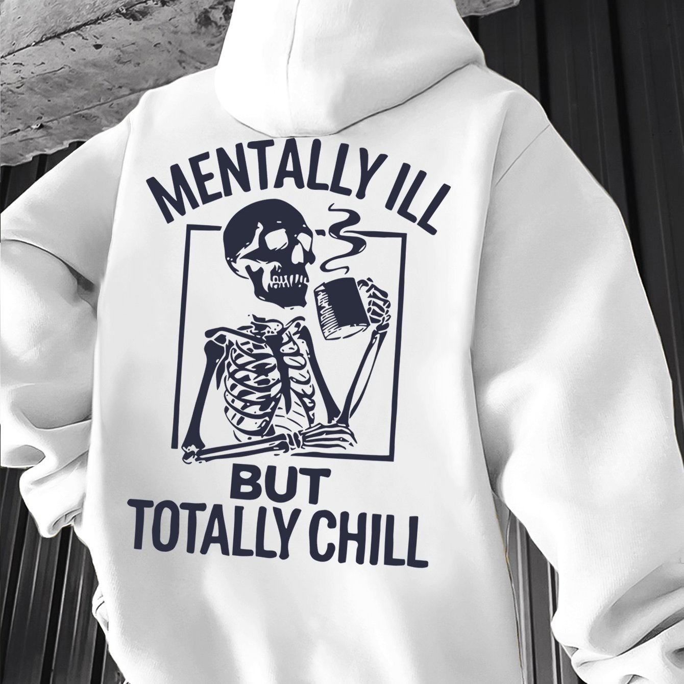 TEMU Men's Vintage Skull Element Fun Letter Fashion Hoodie, Essential, Soft And Warm Lining, Suitable For Casual And Sportswear, Autumn/winter
