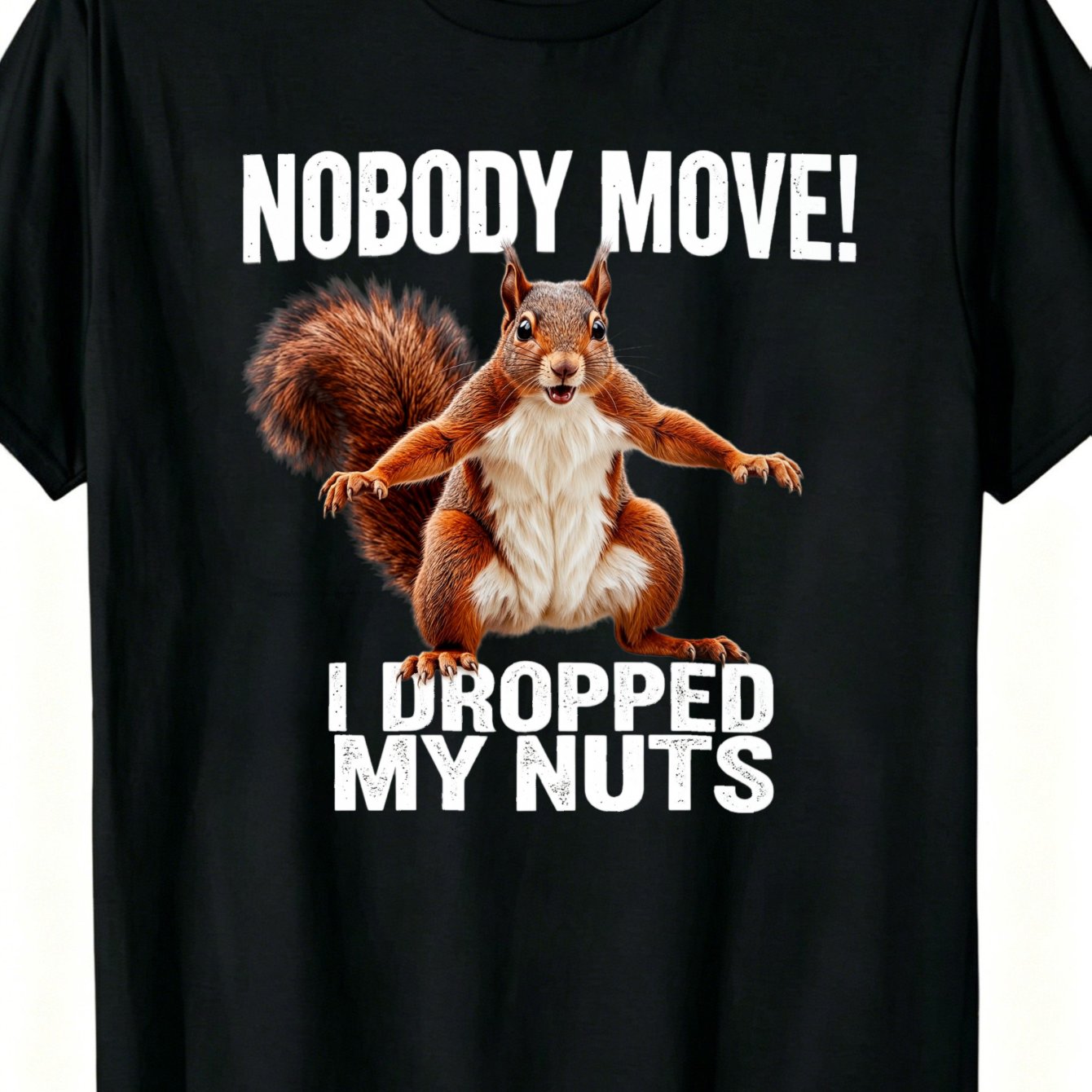 TEMU Funny Graphic, Men's T-shirt, Nobody Move I Squirrel Design, Casual Summer Wear, Gift For