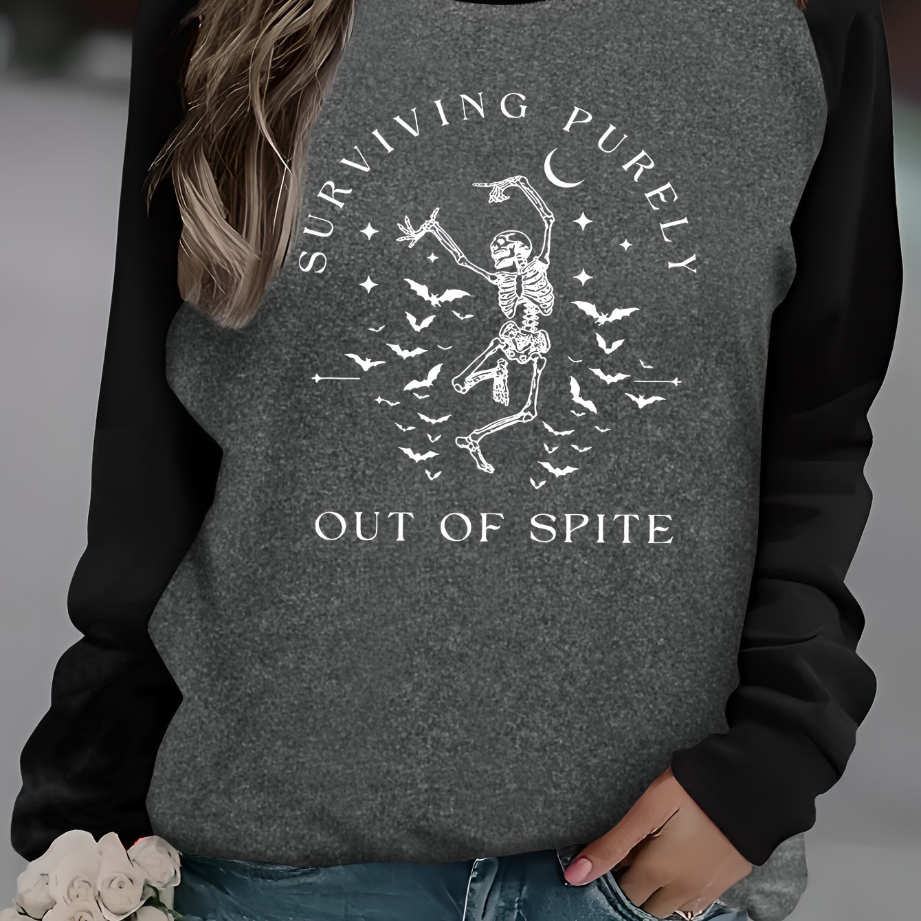 TEMU Patterned Raglan Sleeve Long-sleeve T-shirt For Autumn And Winter