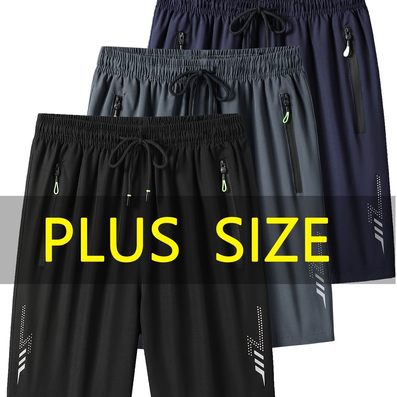 3- Size Men's Shorts, Black Gray Blue