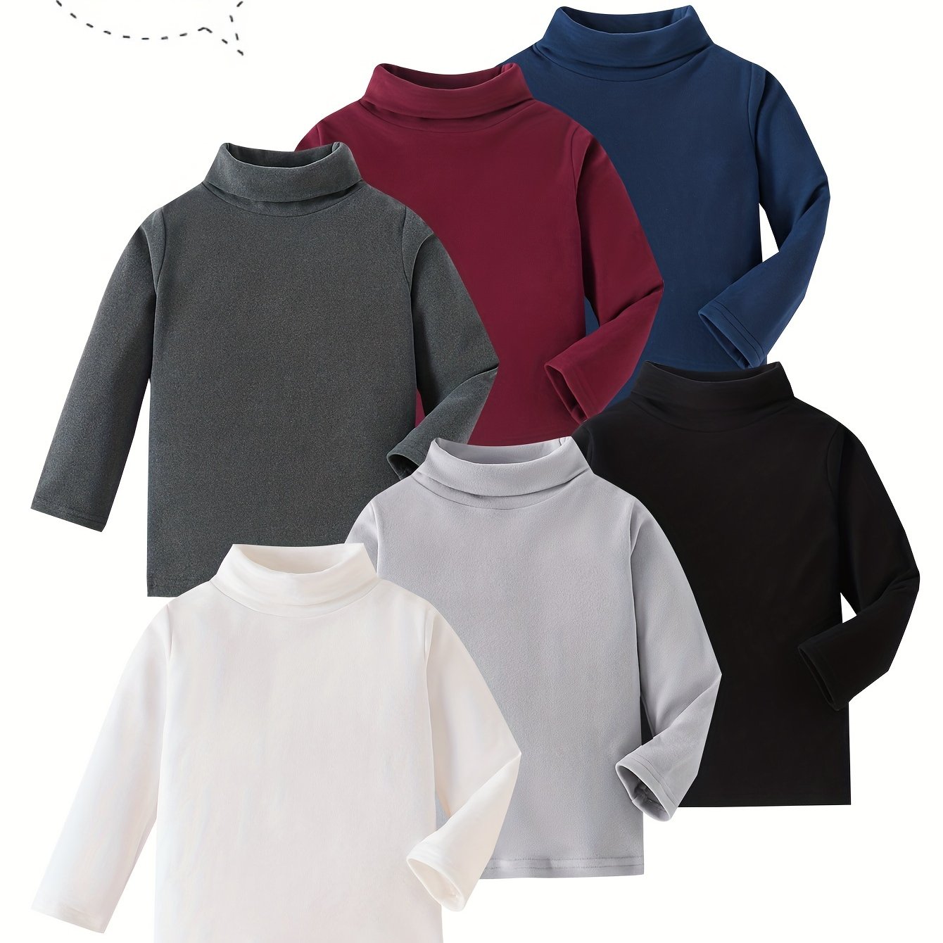 Image of 3pcs Boys' Thermal Underwear - High-neck Winter Knit Shirts, Soft Warm Layering For & Little Boys, Solid Color Long Sleeve Base Layer (autumn/winter) - & Daily 3pcs Pack