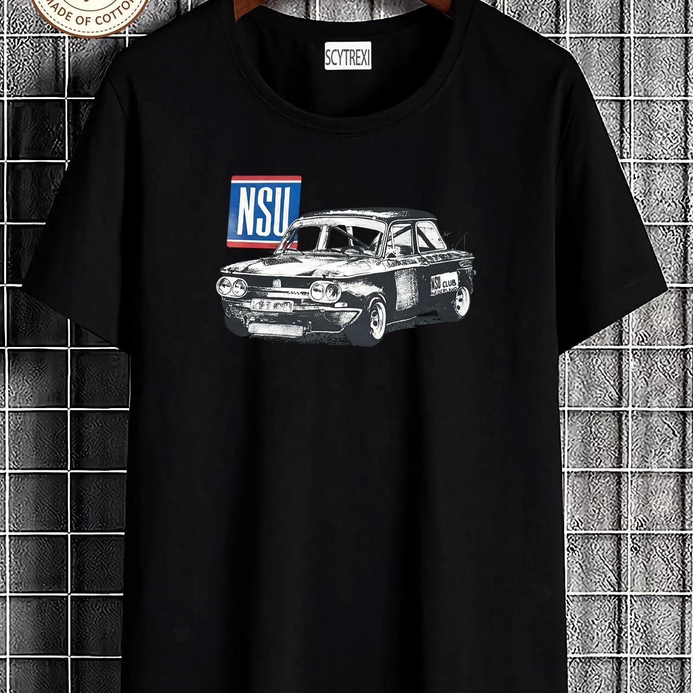 Image of Vintage Nsu Club Netherlands - Retro Dutch Print, Soft Breathable Round Neck Casual Streetwear Top, Machine Washable Suitable For Casual Attire, Comfortable Unisex Apparel