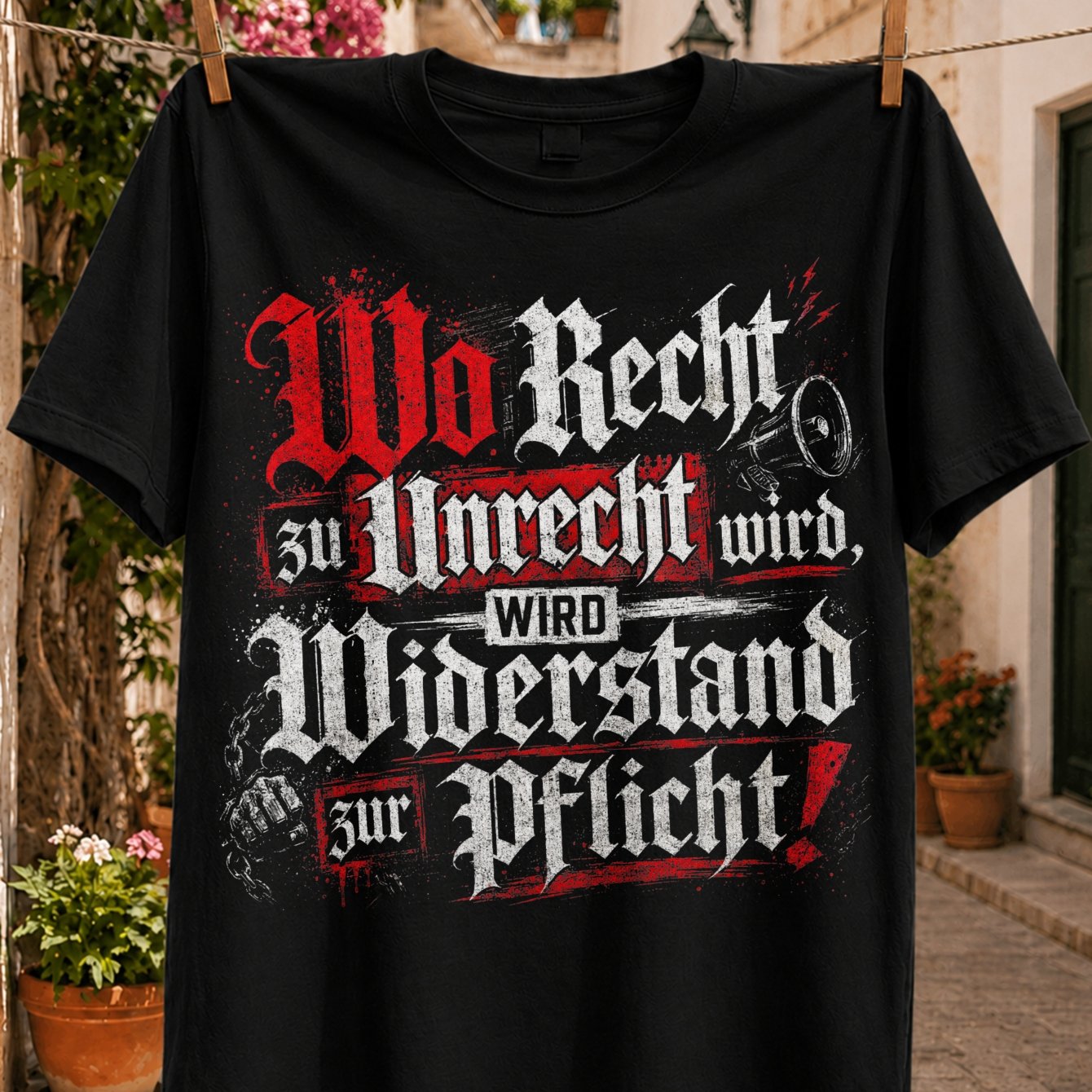 German Resistance Duty Quote Red Letter And Weathered Style Unisex All T-shirt