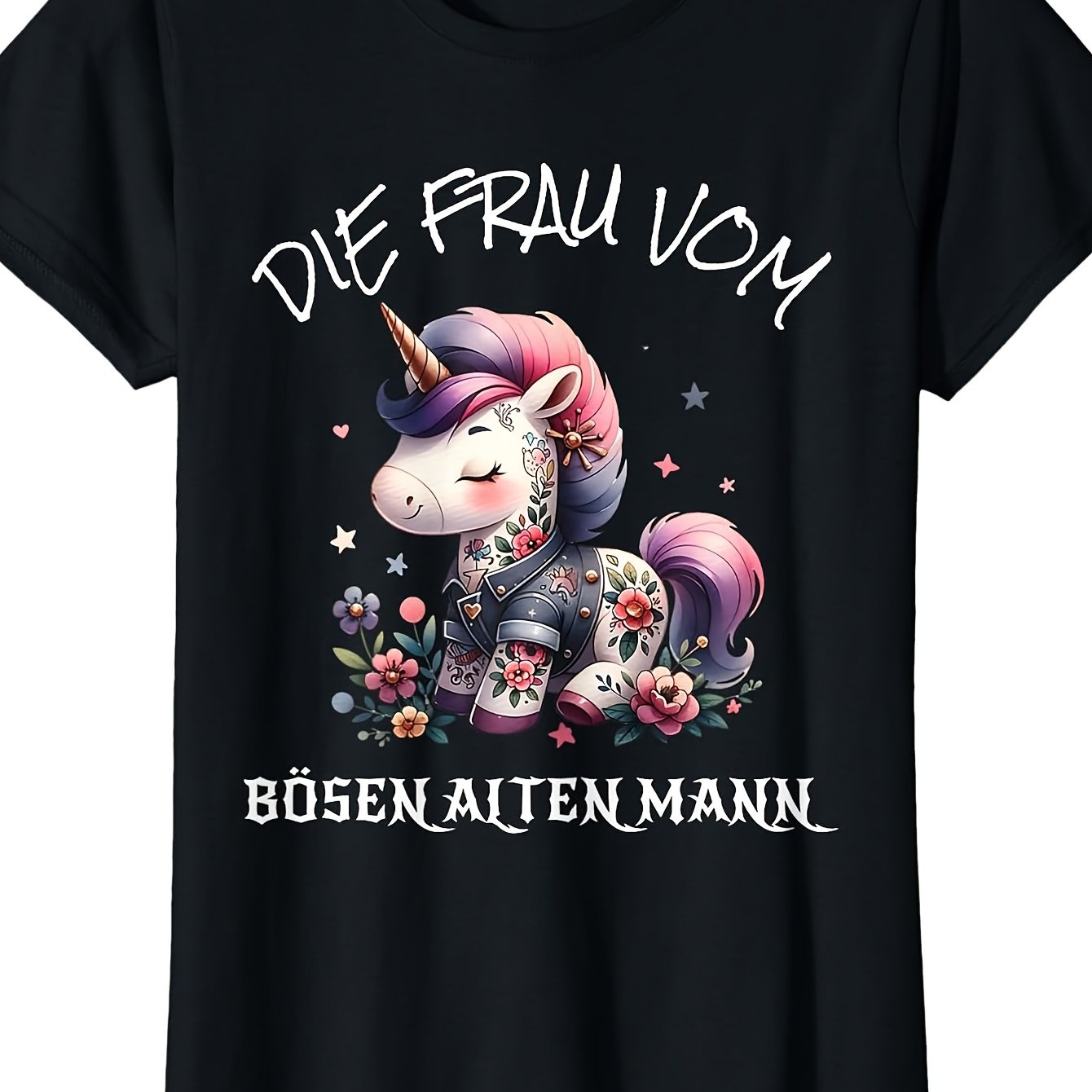 Image of Plus Size T-shirt With German Text Die Frau Vom Alten Mann, Casual Clothes Perfect For Home Outdoor Work Gifting Birthdays Valentine's Day Mother's Day Small-3xl