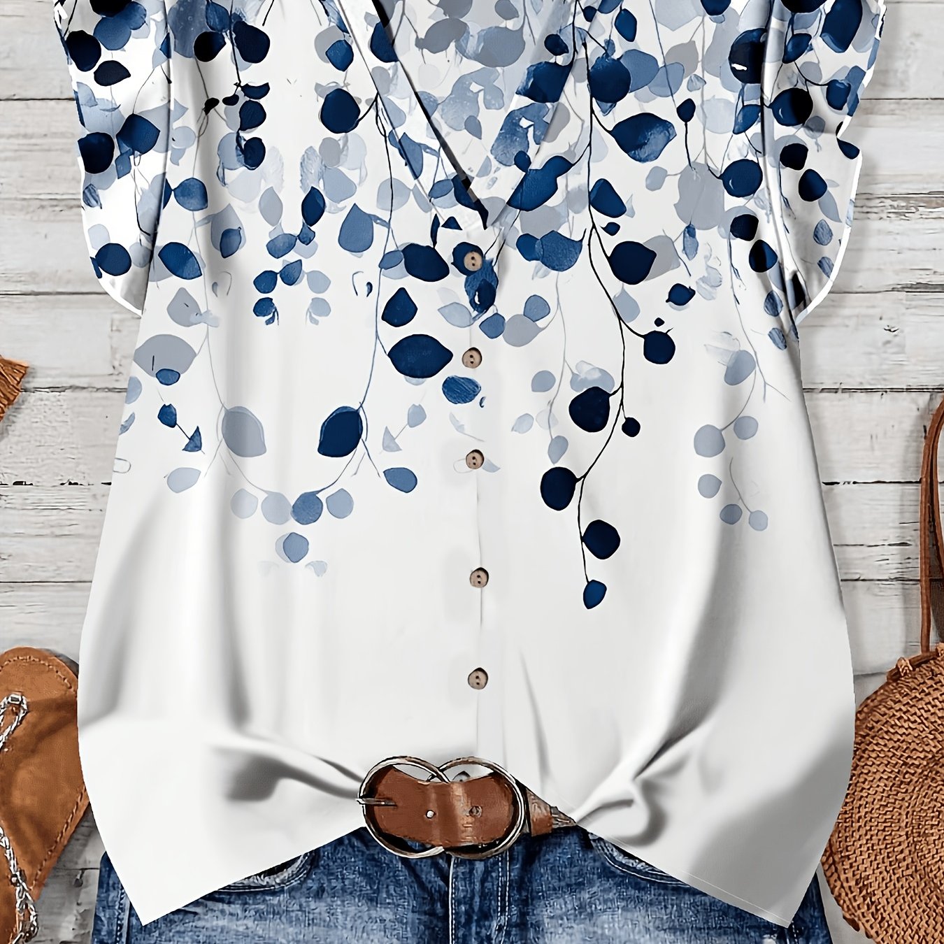 Plus Size - Plus Size - Plus Size Women's Summer Women's Blouse V-neck Short Sleeve Shirt Women's Top