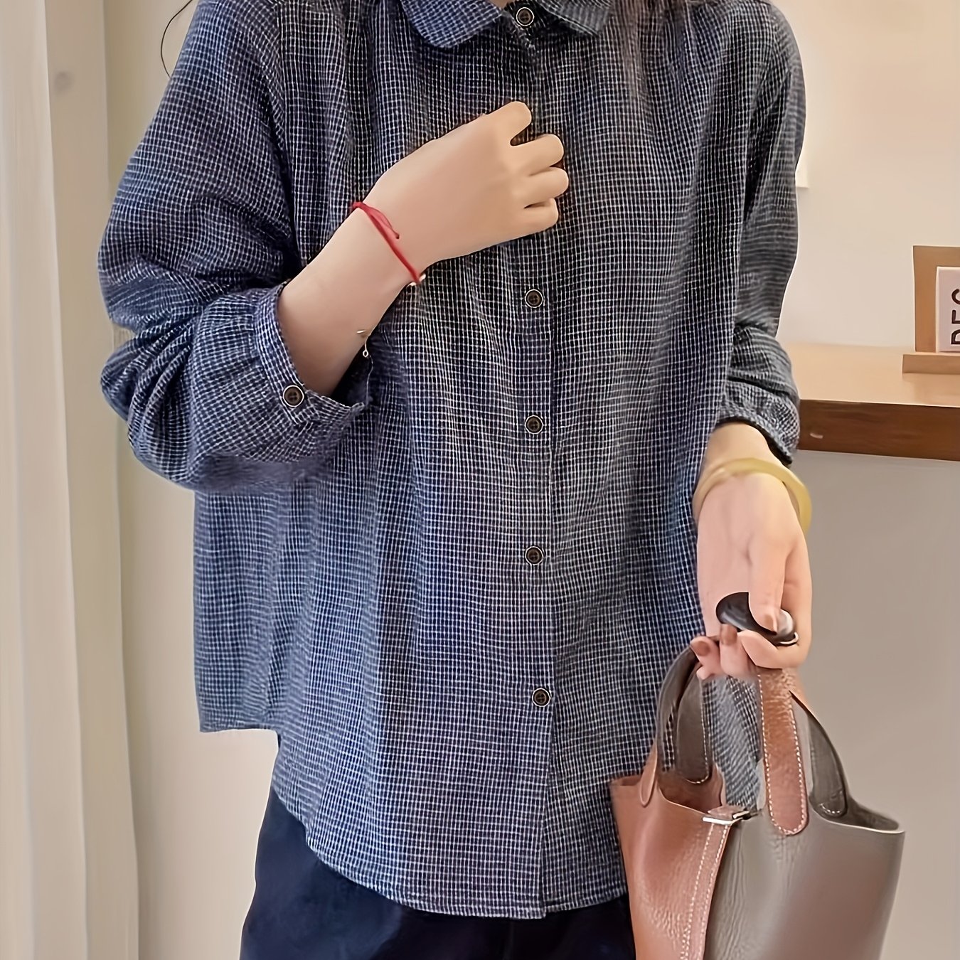 TEMU Spring And Autumn Literary Open Front Cardigan Shirt For Women