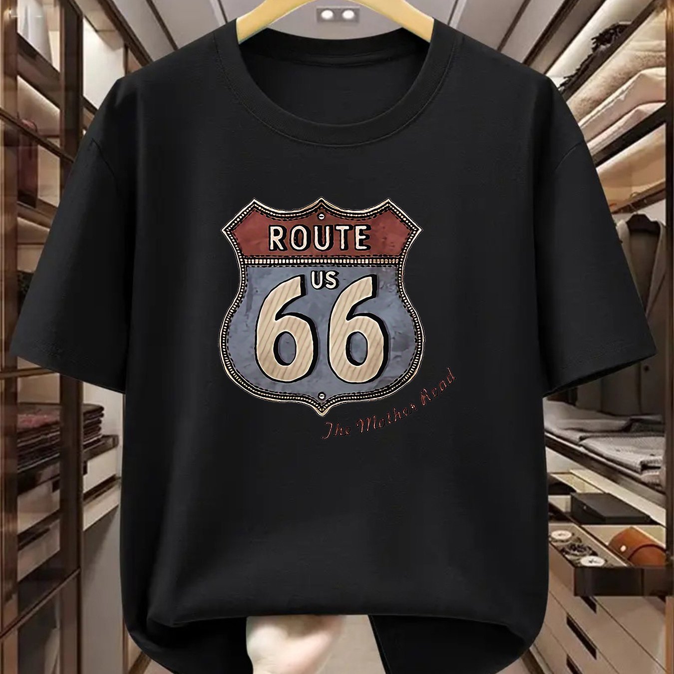Plus Size Men's T-shirt 100% Men's Route Graphic T-shirt Comfortable Casual Short-sleeved T-shirt In Summer, Plus Size