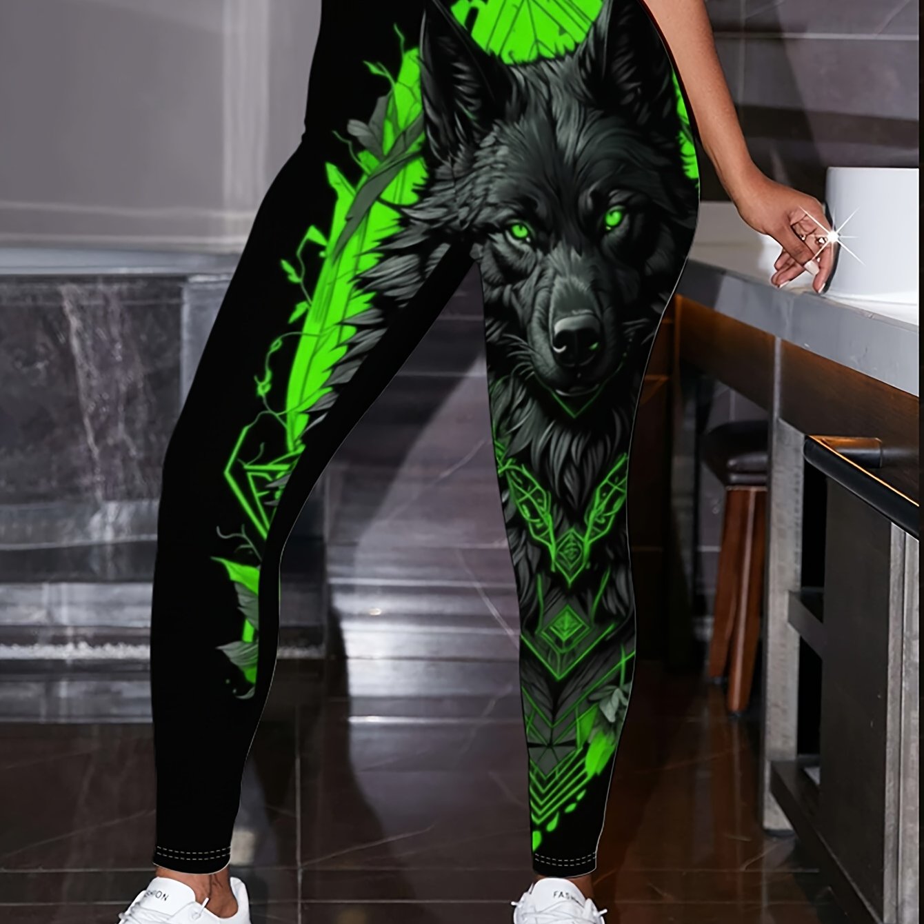 TEMU Women's Casual High-quality Printed Leggings - Slim Fit - Clear High- - Animal Print - Daring Print - Medium Stretch Durable Fabric, Breathable
