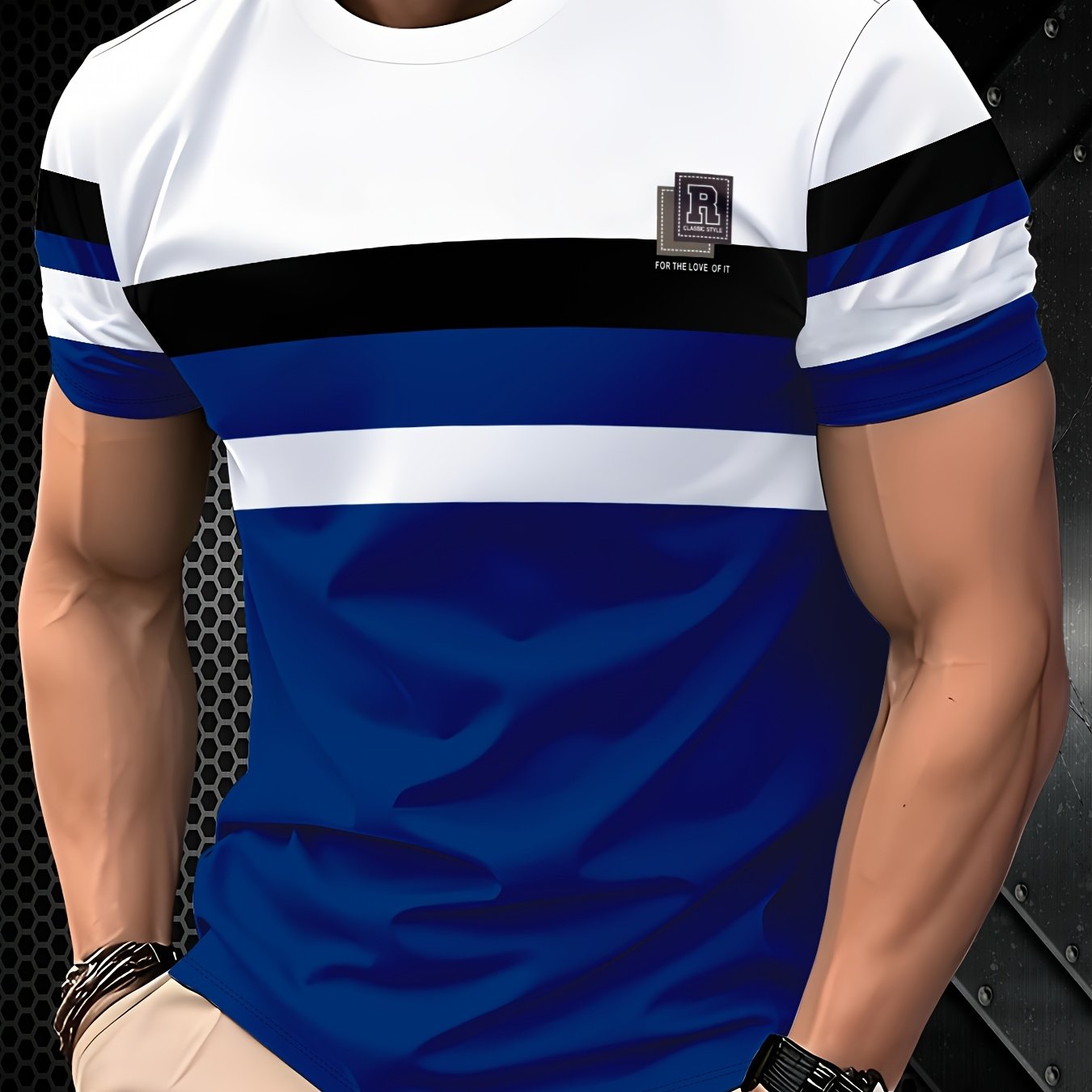 TEMU Striped Breathable Quick-dry Fabric Men's T-shirt