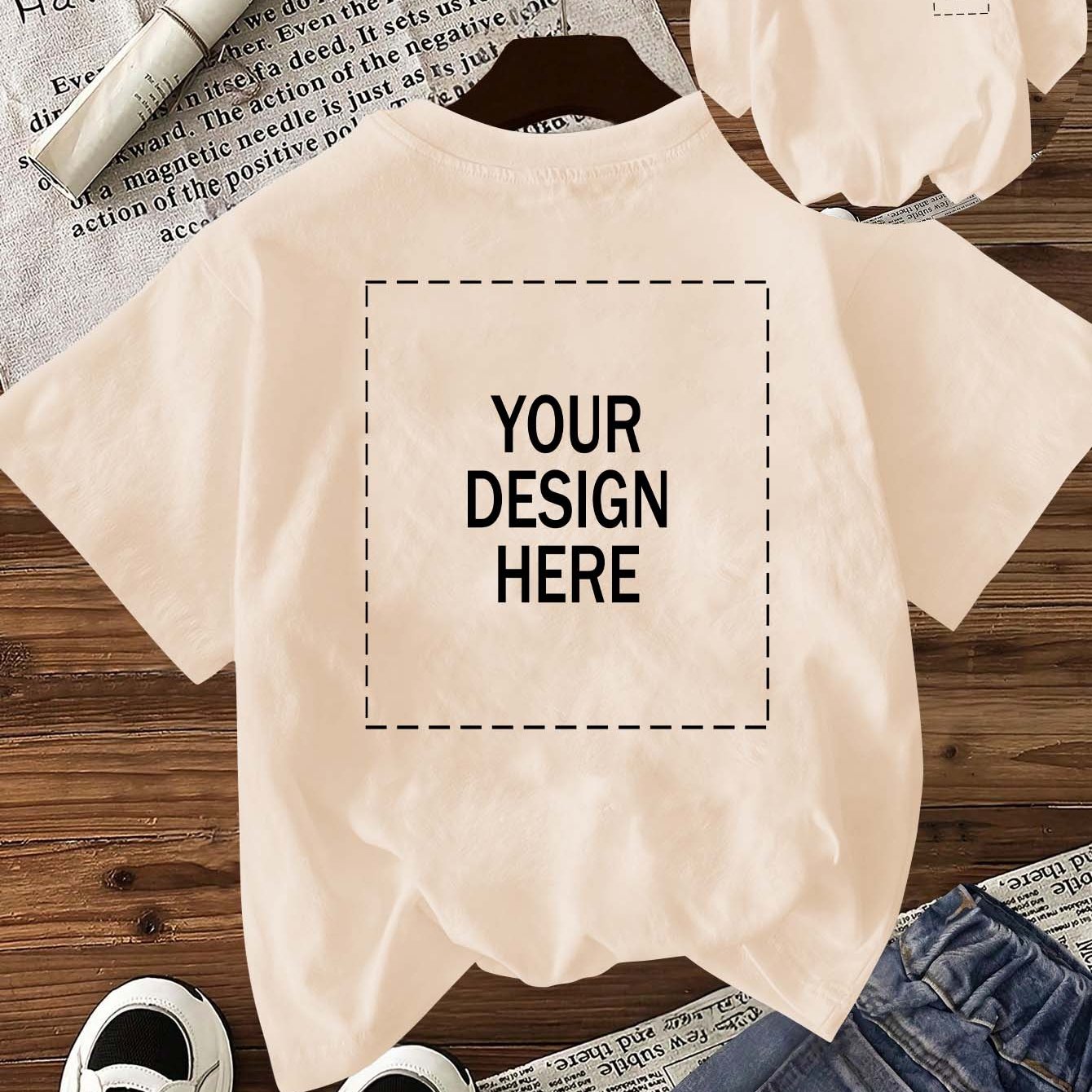 TEMU Estampado personalizado con delantero y trasero, camiseta de manga corta , camiseta de cuello , top de verano para mujer, personalizable