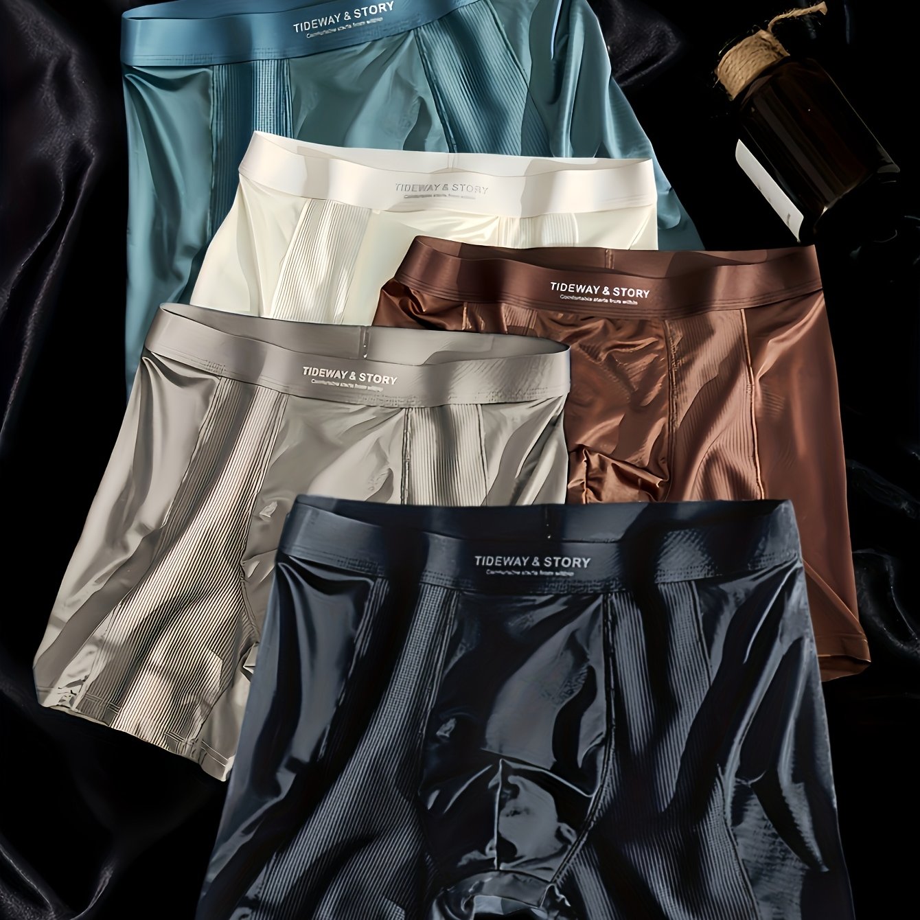 TEMU 5pcs Men' Mesh Light Luxury Boxer Briefs Long Fiber Fabric Comfortable Four-corner Long Leg Pants Sleep Pants Men's Long Boxer Briefs