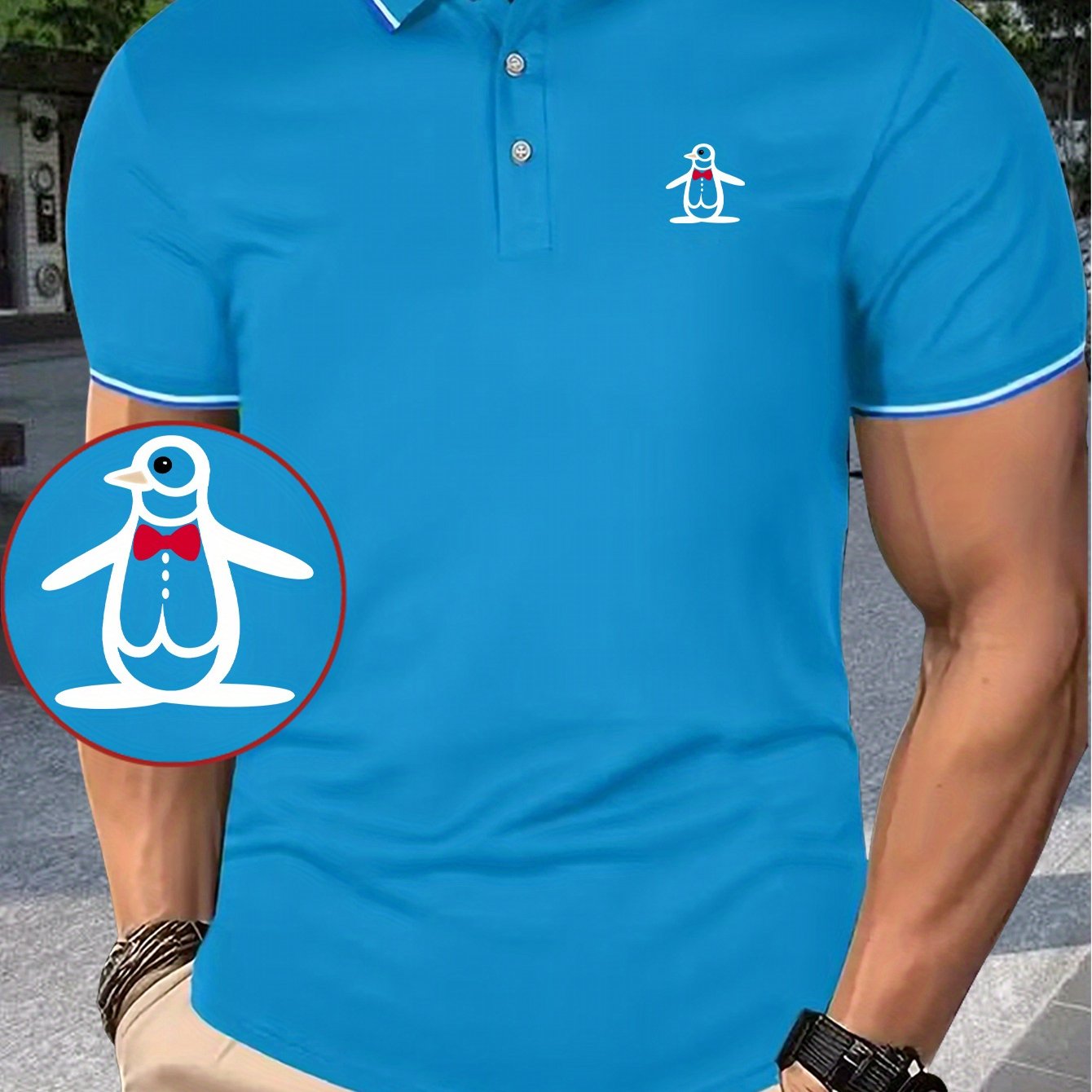 TEMU [] Print Shirt - Casual & Short Sleeve With Collar, Breathable For Summer