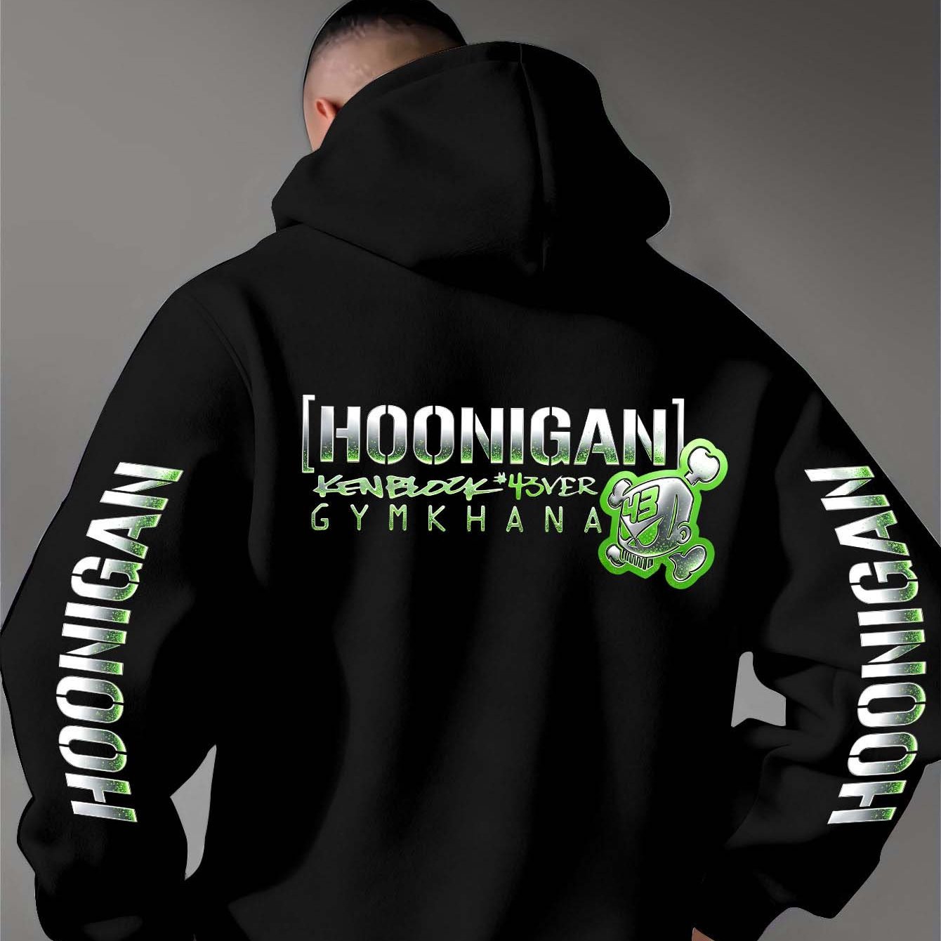 Image of Personalized Symbol Hooded Sweatshirt, Automotive [] -serif Silver-green Accented Metallic Effect Skull Pattern Print With 43