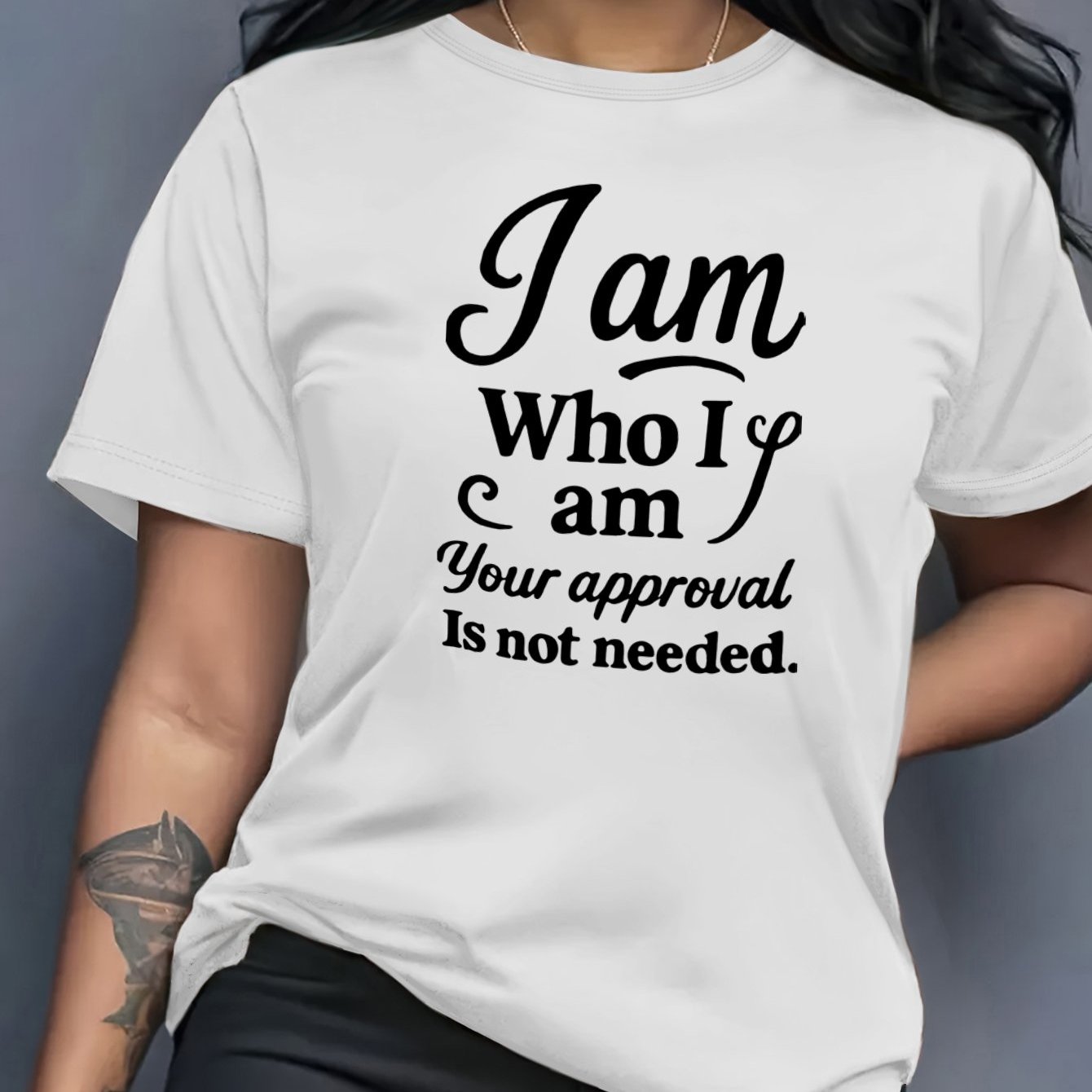 TEMU Round Neck Short Sleeve Casual Top Your Approval Is Not Needed Pattern Spring Autumn Trendy Daily Street Women's T-shirt