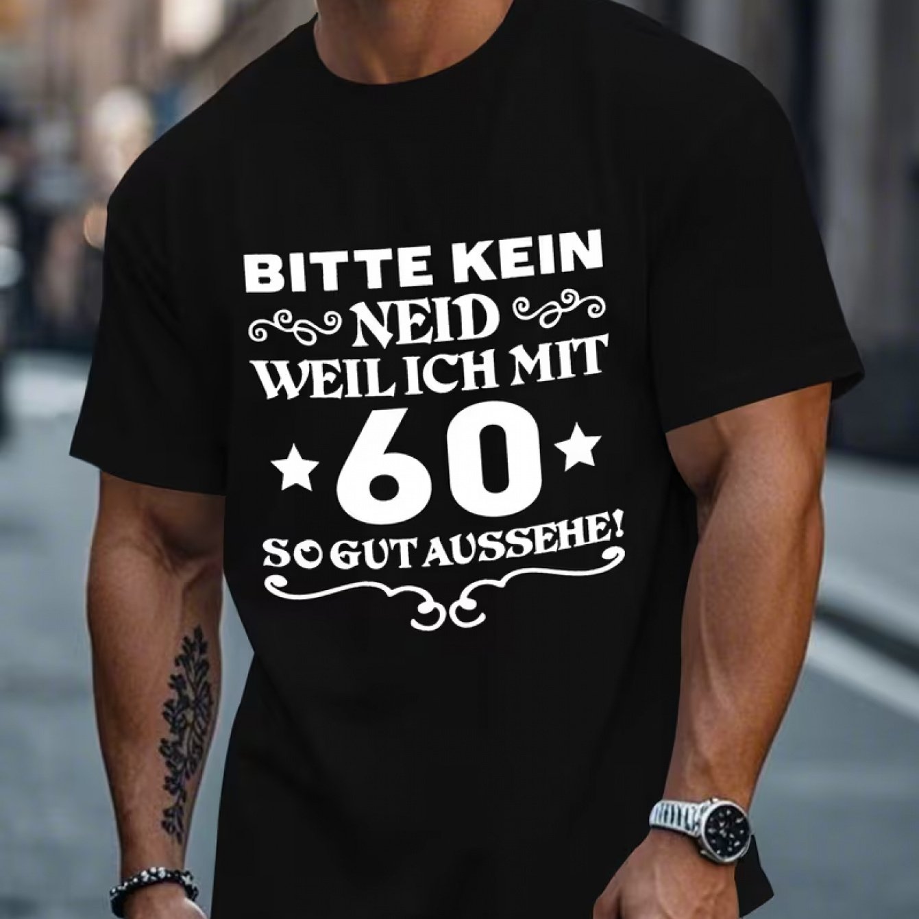 Men's 60th Birthday T-shirt - "please No For !" Funny 60 Year Male Design, Black Casual Round Neck Short Sleeve Tee, Machine Washable Gift For Husband, Birthday 60 Years