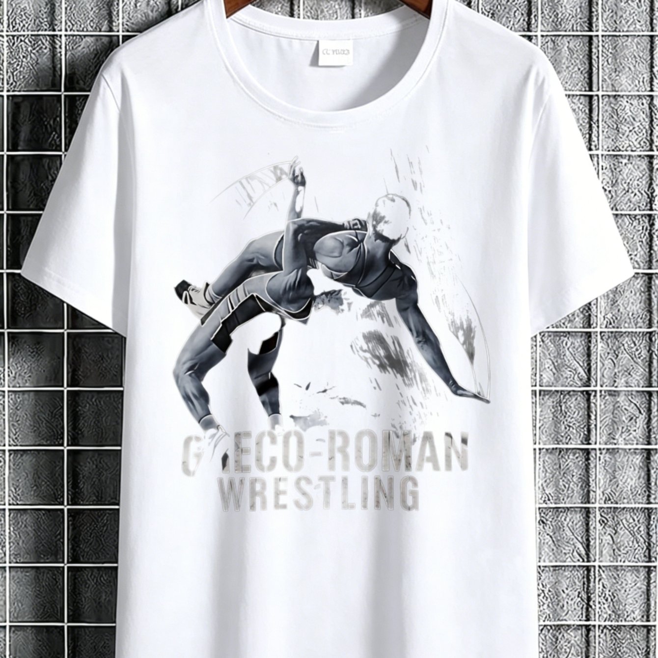 Men's Roman Wrestling T-shirt - Suitable For Wrestling Fans, Casual Round Neck Tee With Wrestling-themed Print, Machine Washable Gift For , Wear For Training & Casual Outfits ( Male Apparel)