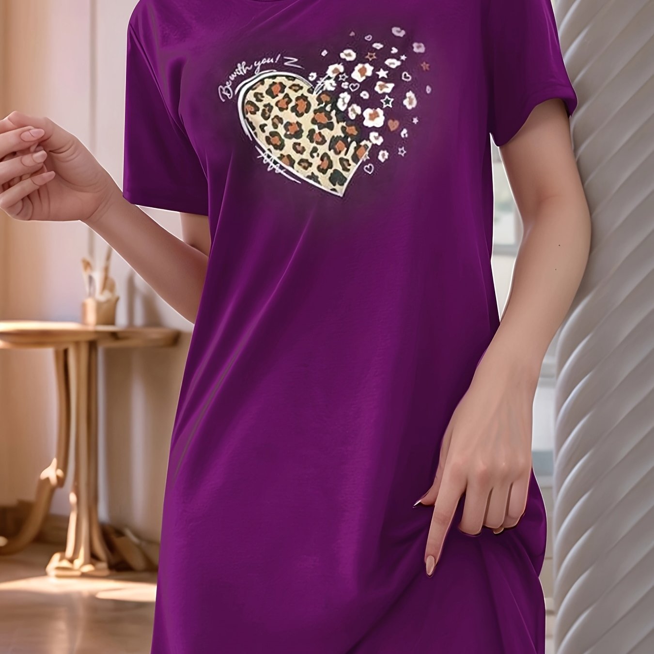 E-shop Kurzarm-Nachthemd mit , Bequeme Hauskleidung für Damen