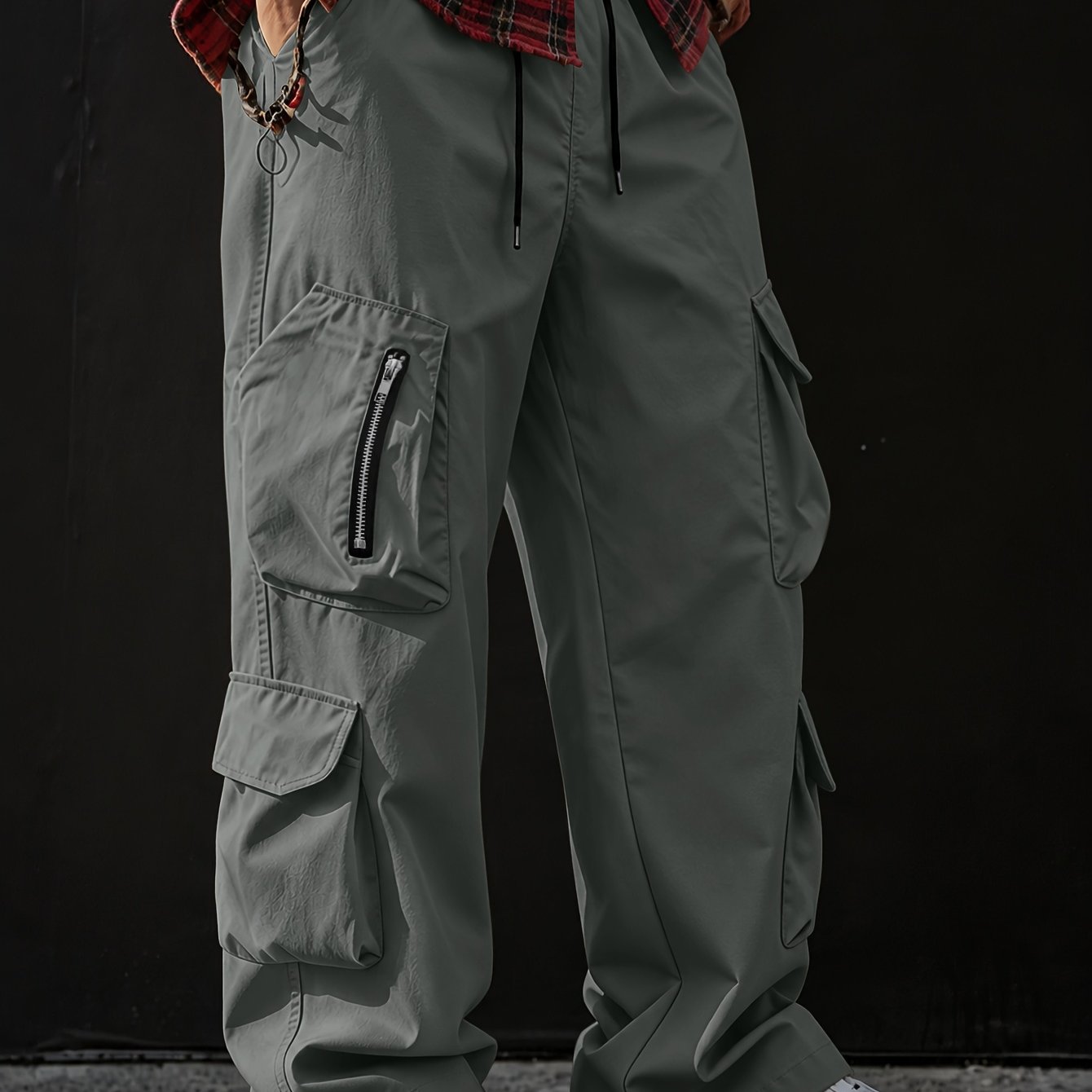 TEMU Men's Fashion Cargo Pants | - Multi- With Zipper Embellishment, Lightweight And Comfortable, Skin-friendly And Breathable, Suitable For Daily