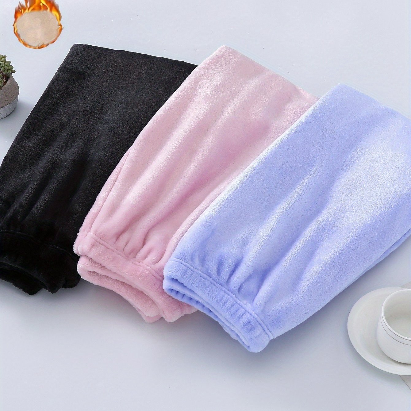 TEMU Pantalon de pyjama en flanelle super chaud et confortable, lot de 3 pantalons de détente d'hiver de couleur unie, pantalon