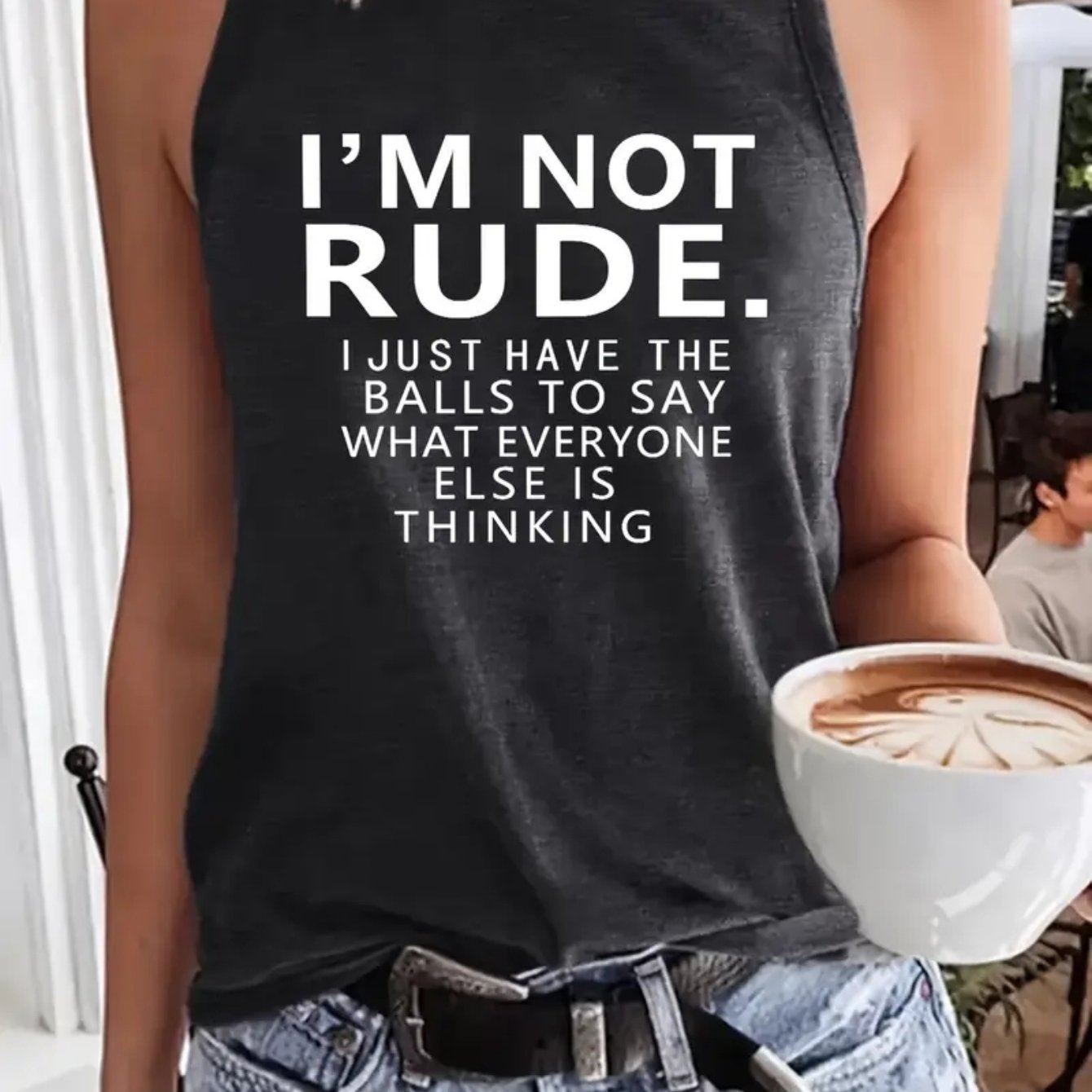TEMU " Rude" Printed Women's Casual Sleeveless Top, Perfect For Summer, Comfortable For Outdoor And Everyday Use, Ideal As Gifts For During Holidays