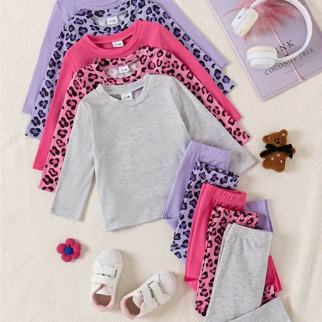 TEMU Girls' Casual Long-sleeved Shirt And Pants Set, 1 Sets Included, 2pcs Included. Adorable And Sweet Heart-shaped Letter Printing, Suitable For