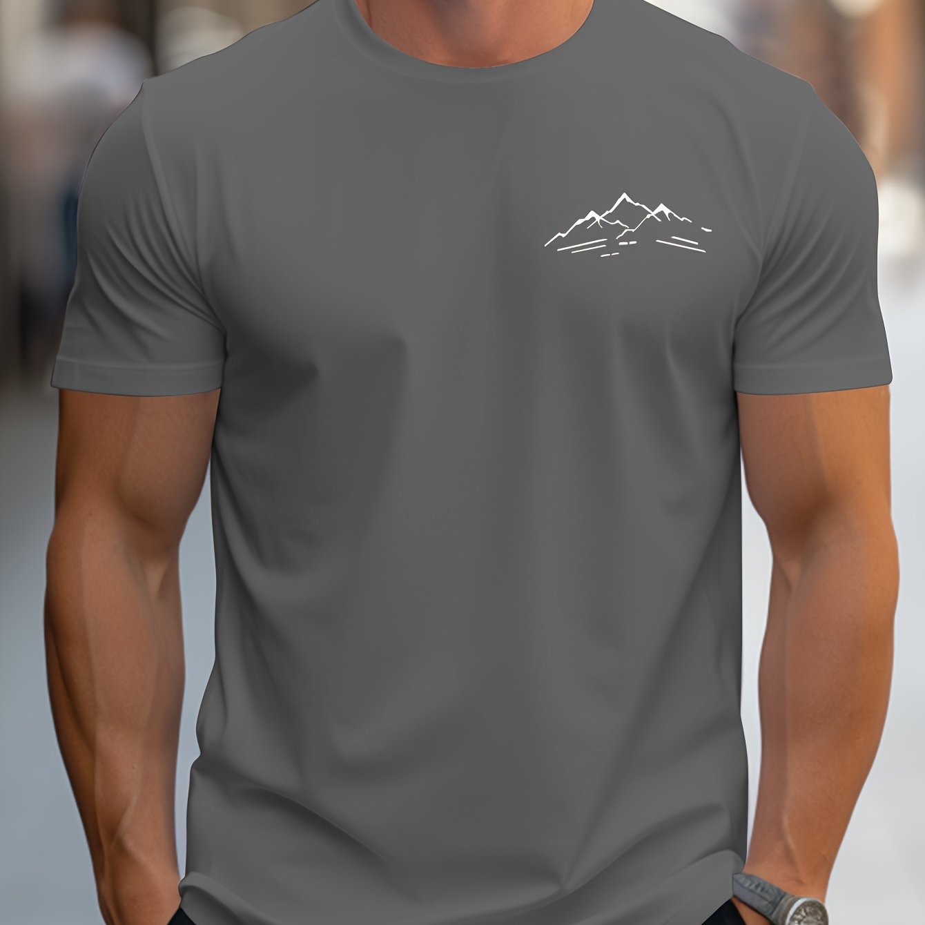 Men's Fashion Pattern Print Crew Neck Short Sleeve T-shirt | Comfortable And Versatile, Suitable For , Ideal For Casual