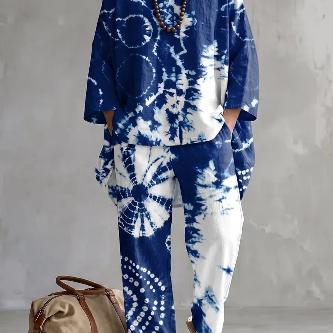 Image of Fashionable Spring And Summer 's Lazy Casual 2pcs Set, Flat Outfit, Loose-, Straight-leg Pants For Daily, Street, And Travel Wear, Chinese Size, Please Check The Size Guide