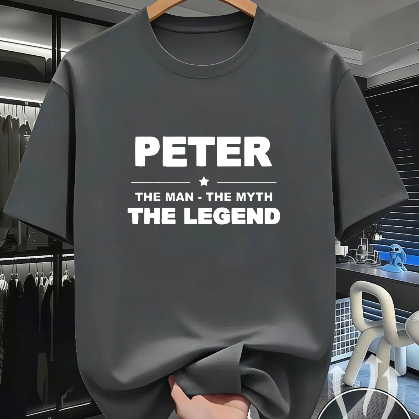 TEMU Men's Summer T-shirt Featuring Peter: The Man, , The Legend. Stylish And Comfortable For Fitness Activities, Breathable And Quick-drying