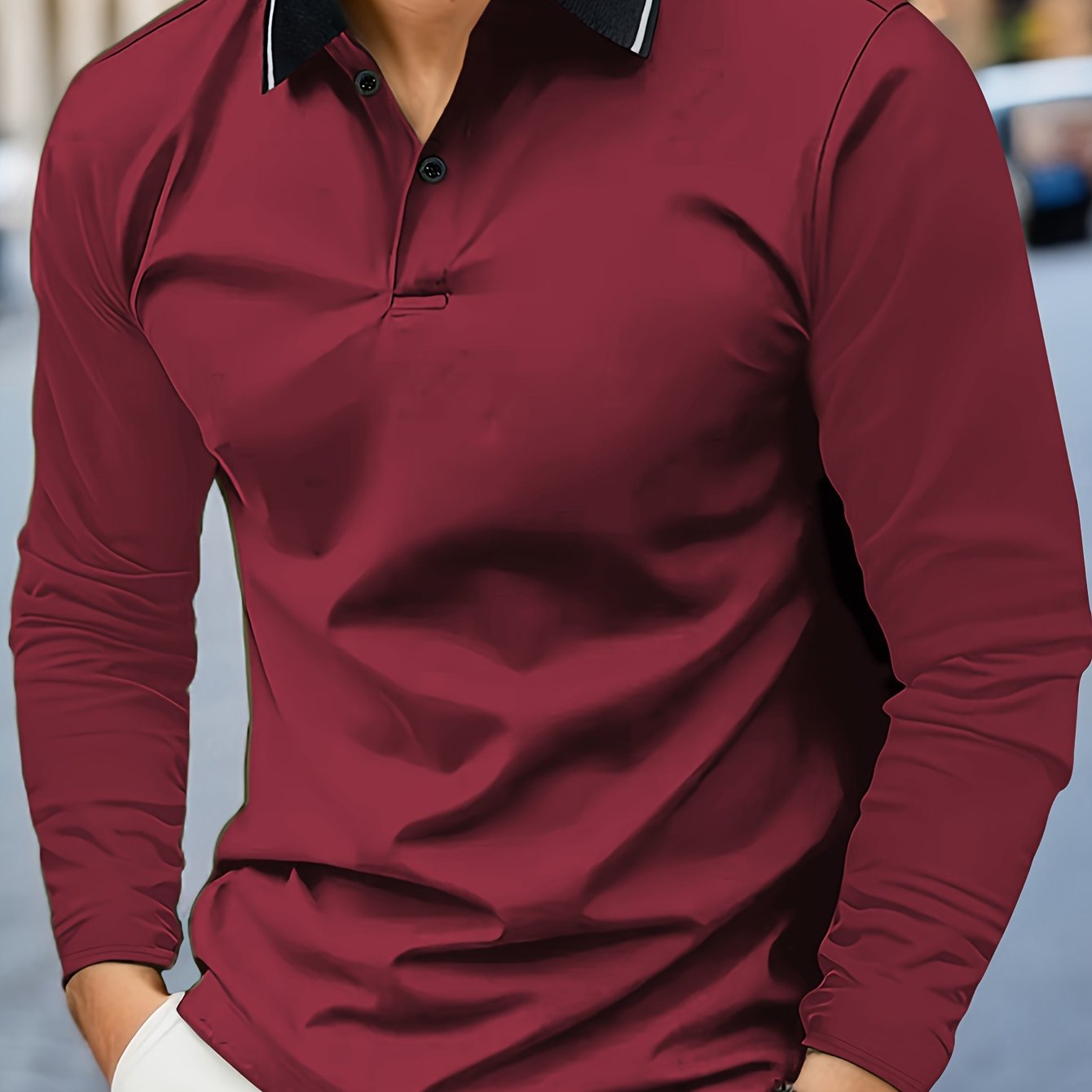 TEMU Camisa De Rugby De Manga Larga Con Cuello En V Casual Para Hombres Para Primavera Otoño, Ropa De Hombre