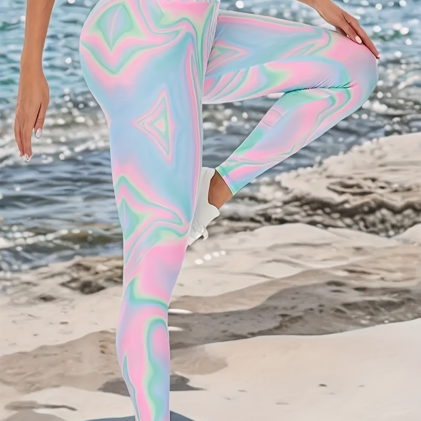 Image of Ladies' Fashion Women' Fluid S Pants Fitness High Waist Pants