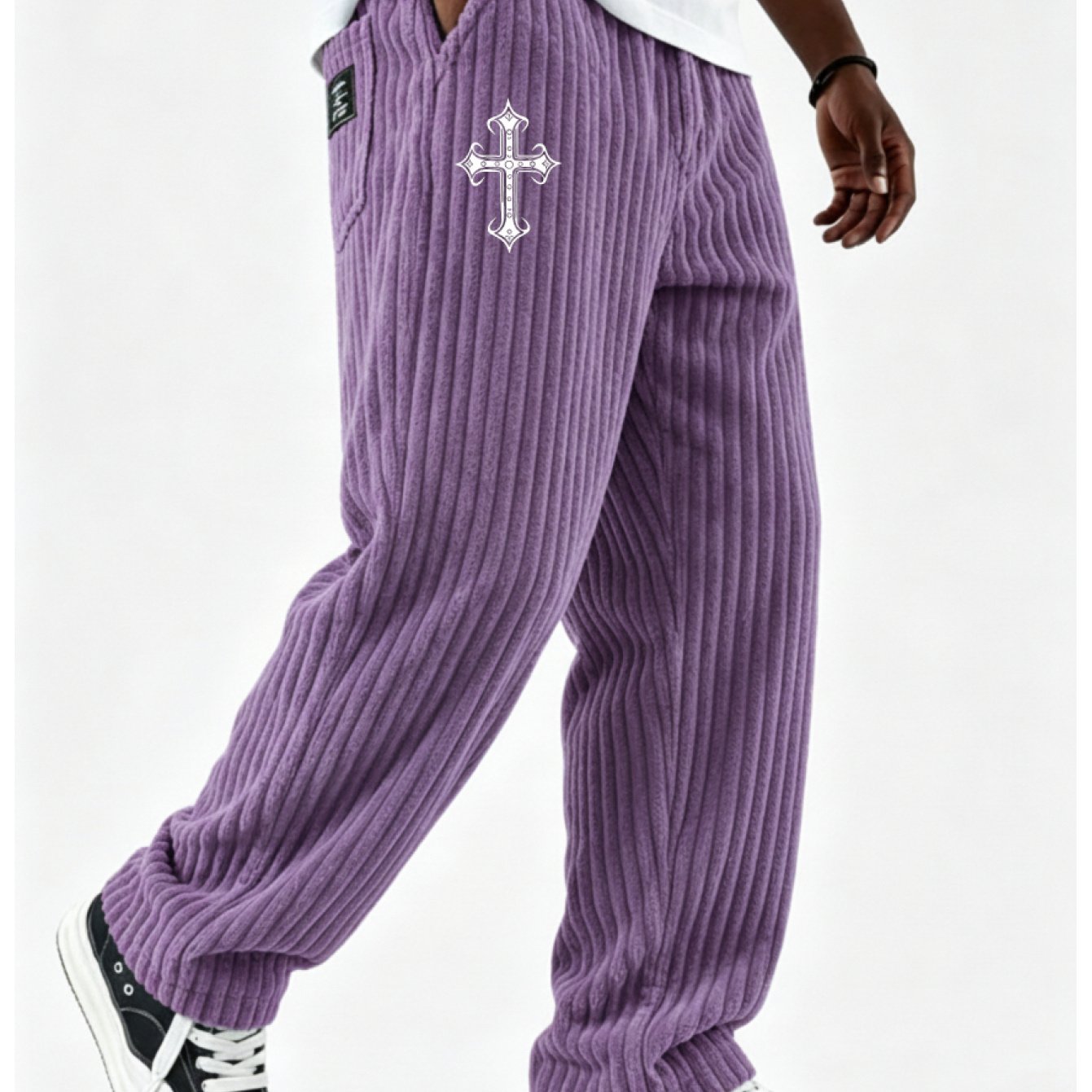 Image of Men's Corduroy Pants Soft Corduroy Trousers - Loose Straight Leg Relaxed Fit With Corduroy Suitable For Daily Casual Urban Wear, Machine Washable Suitable For , Multiple Solid Colors Retro Pants