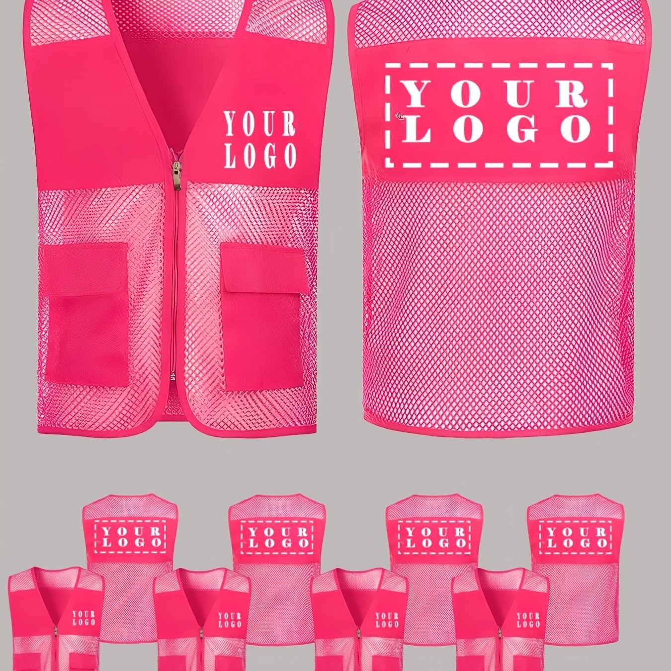 TEMU 5pcs Men's Mesh Work Vests, Breathable Tops, Custom Logo, Add Your Design On , Suitable For Transportation, Supermarkets, Outdoor, Charity,