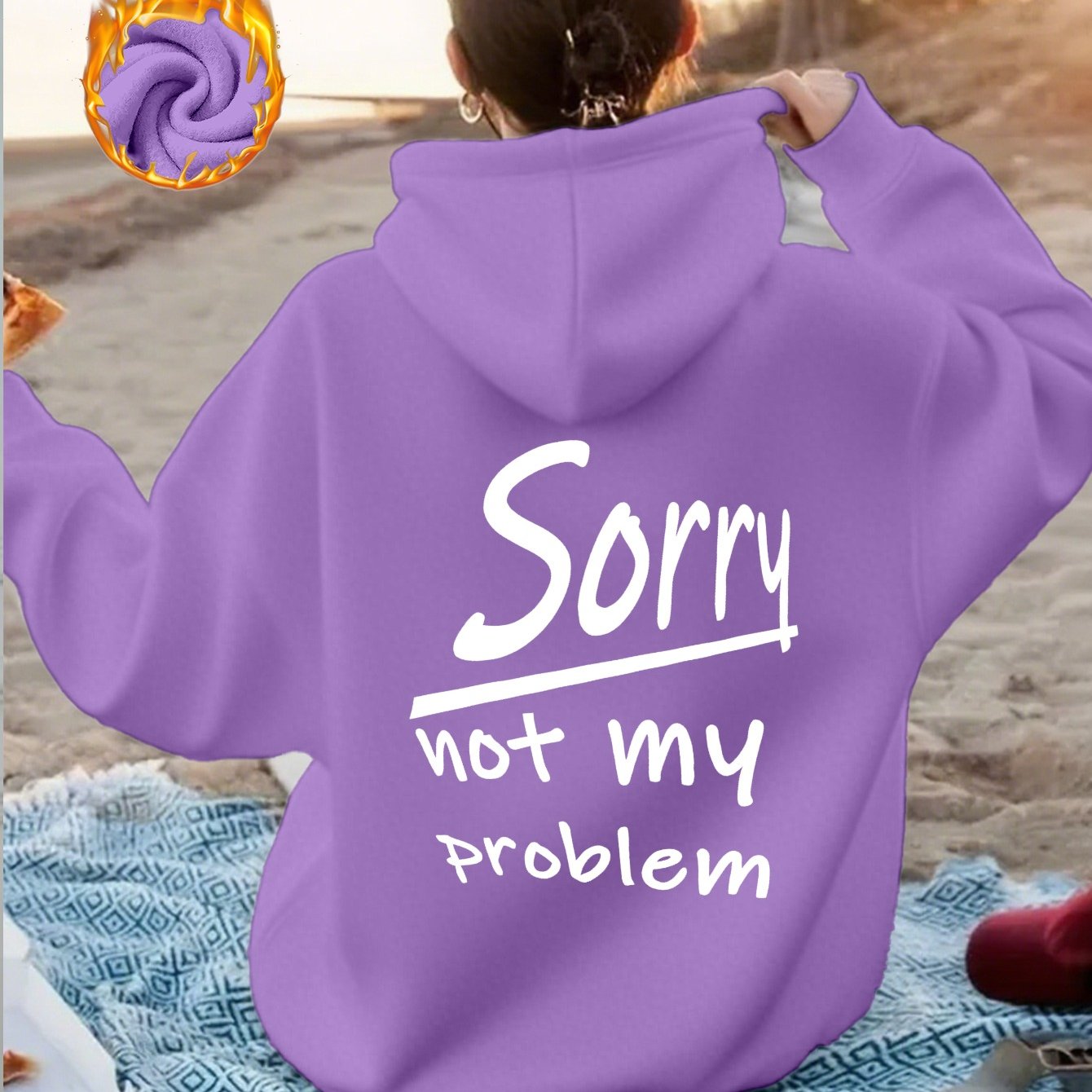 TEMU Sorry, For Women's Fashionable Casual Sports Hoodie With Back Print