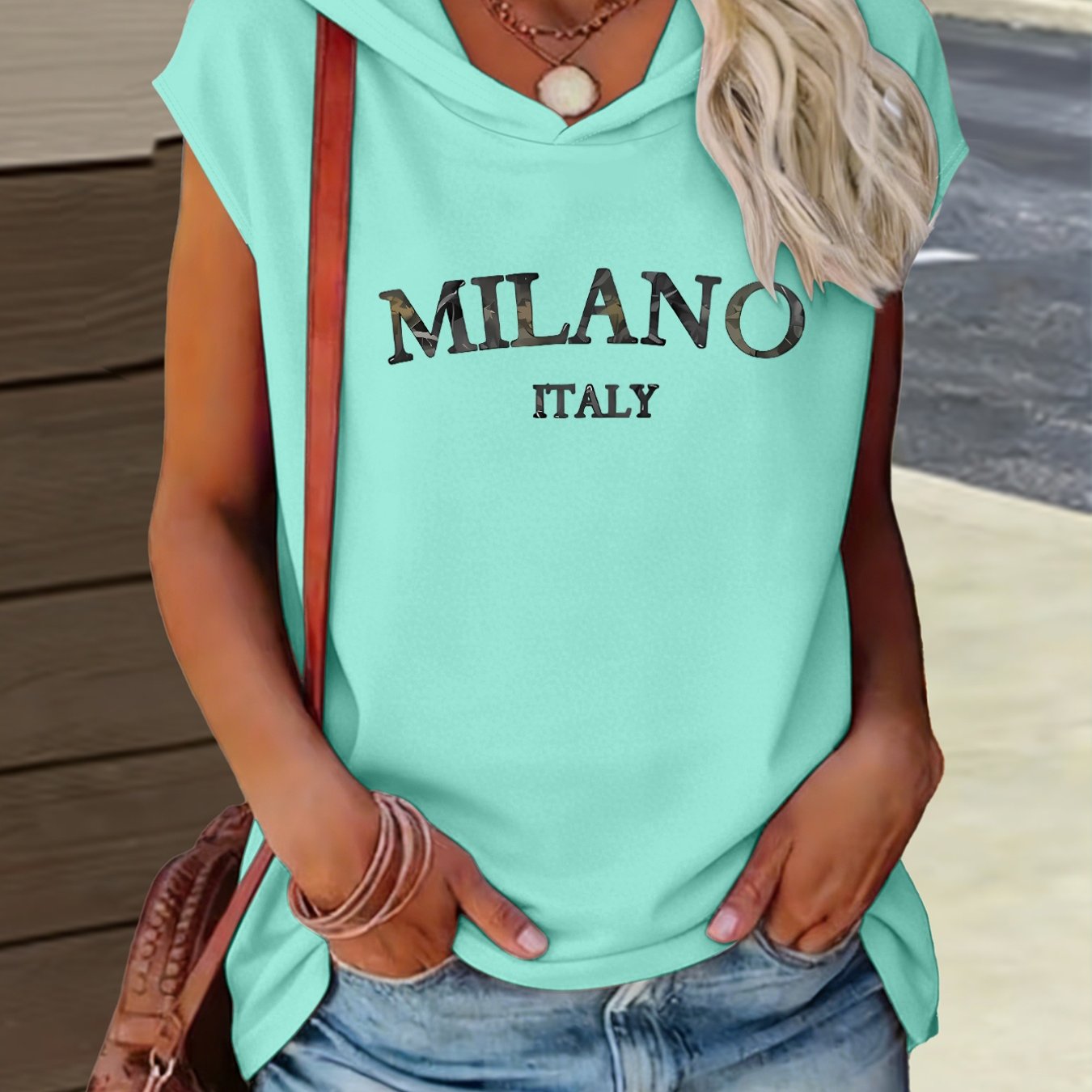 TEMU 1pc Letter Print Hooded Top, Fashionable Casual Design, Loose Fit, Suitable For Summer Wear, New Summer Y2k Style Women's Sportswear, Elegant,