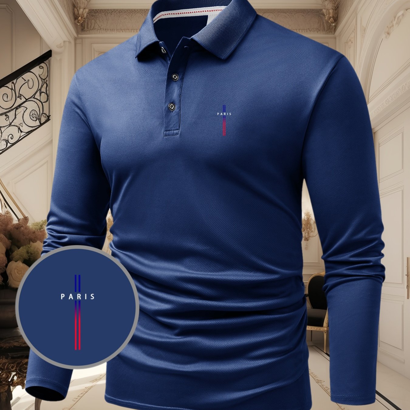 TEMU New Autumn/winter Men's Long-sleeve Thermal Soft Fabric Top, Fashionable And Comfortable Shirt With Lapel, Sporty Casual Golf Shirt