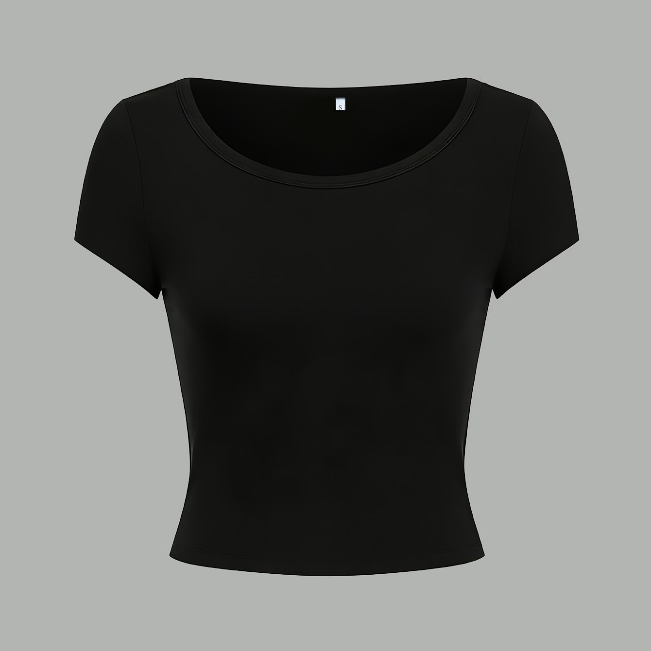 TEMU Women's Slim-fit Solid Color Round Neck T-shirt - Minimalist Casual Top Suitable For Spring Summer Fall - Medium-stretch Blouse For, Semi-formal