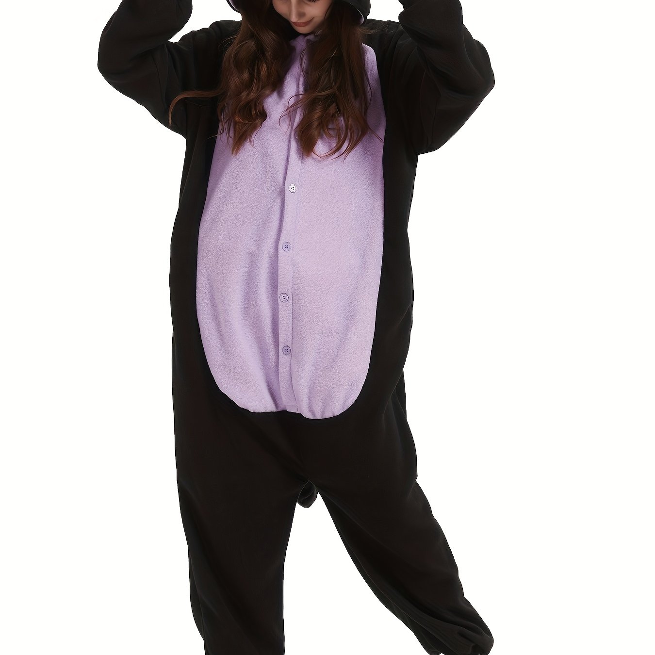 TEMU Pijama de Halloween para adultos con diseño de gato negro, ideal para hombres y mujeres, para cosplay de anime y ropa cómoda para estar en casa
