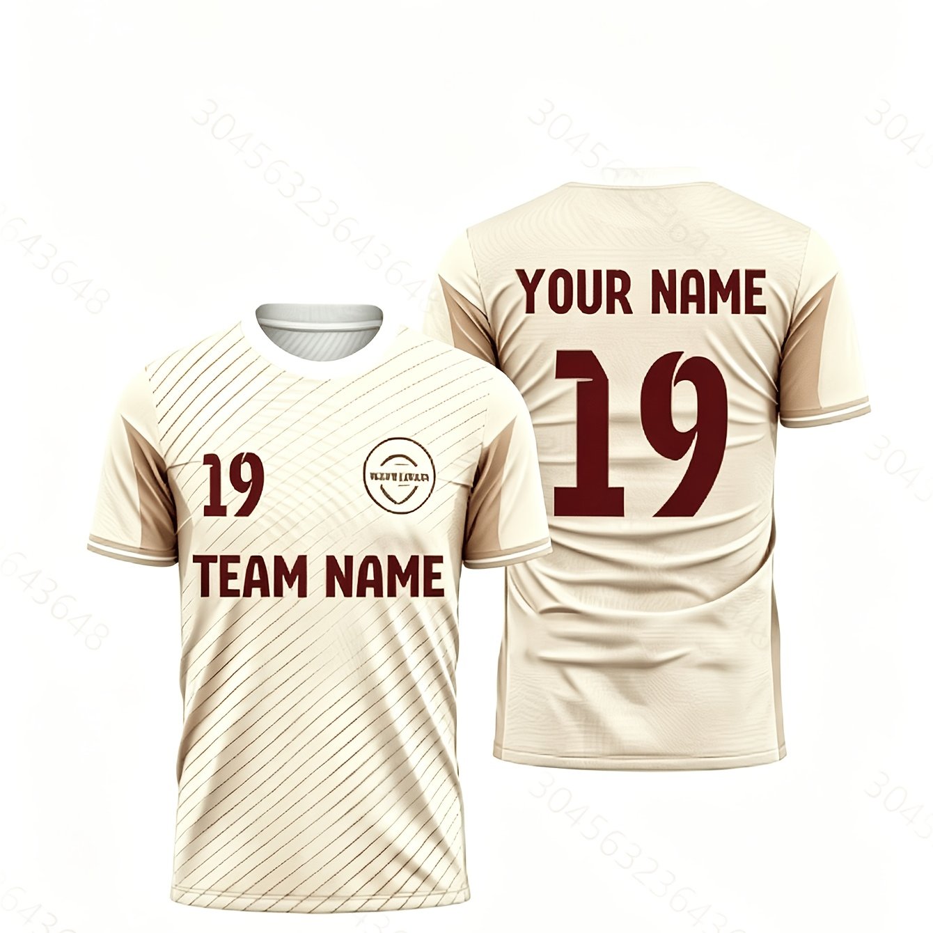 TEMU Maillot de foot beige à col rond et manches courtes, uniforme de football de sport respirant à séchage rapide, pour les , l'entraînement , une