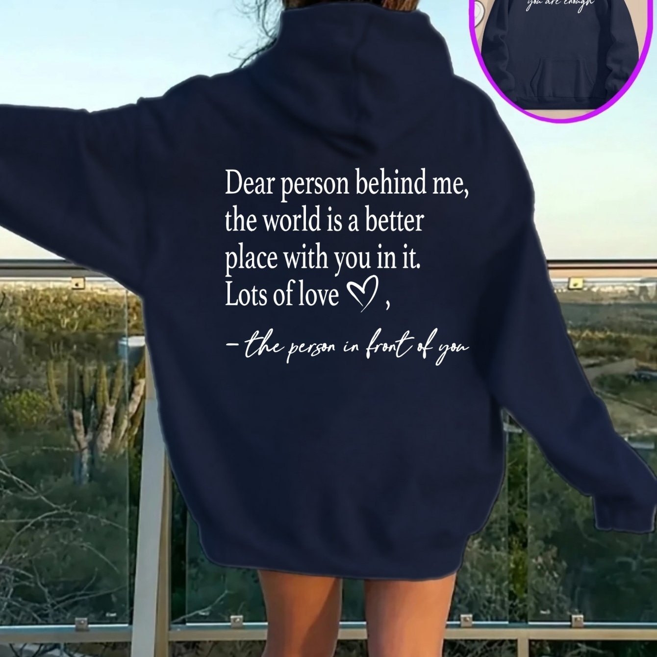 TEMU Women's Y2k Loose Fit Hoodie, Letter Text With Heart Double Side Print On , Vintage Casual Autumn Winter Pullover Top, Sizes S-xxl